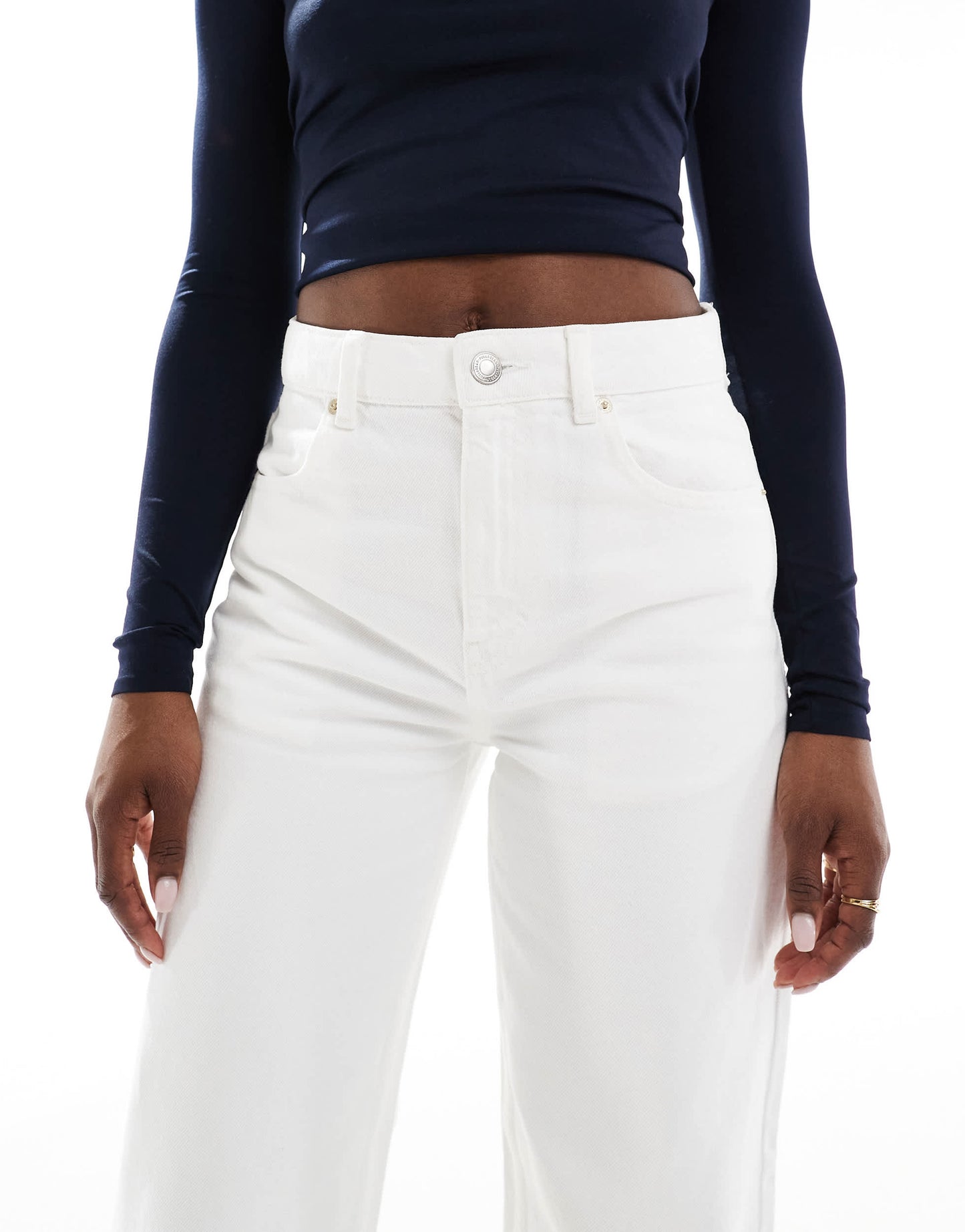 Pull&Bear high rise wide leg jean in white