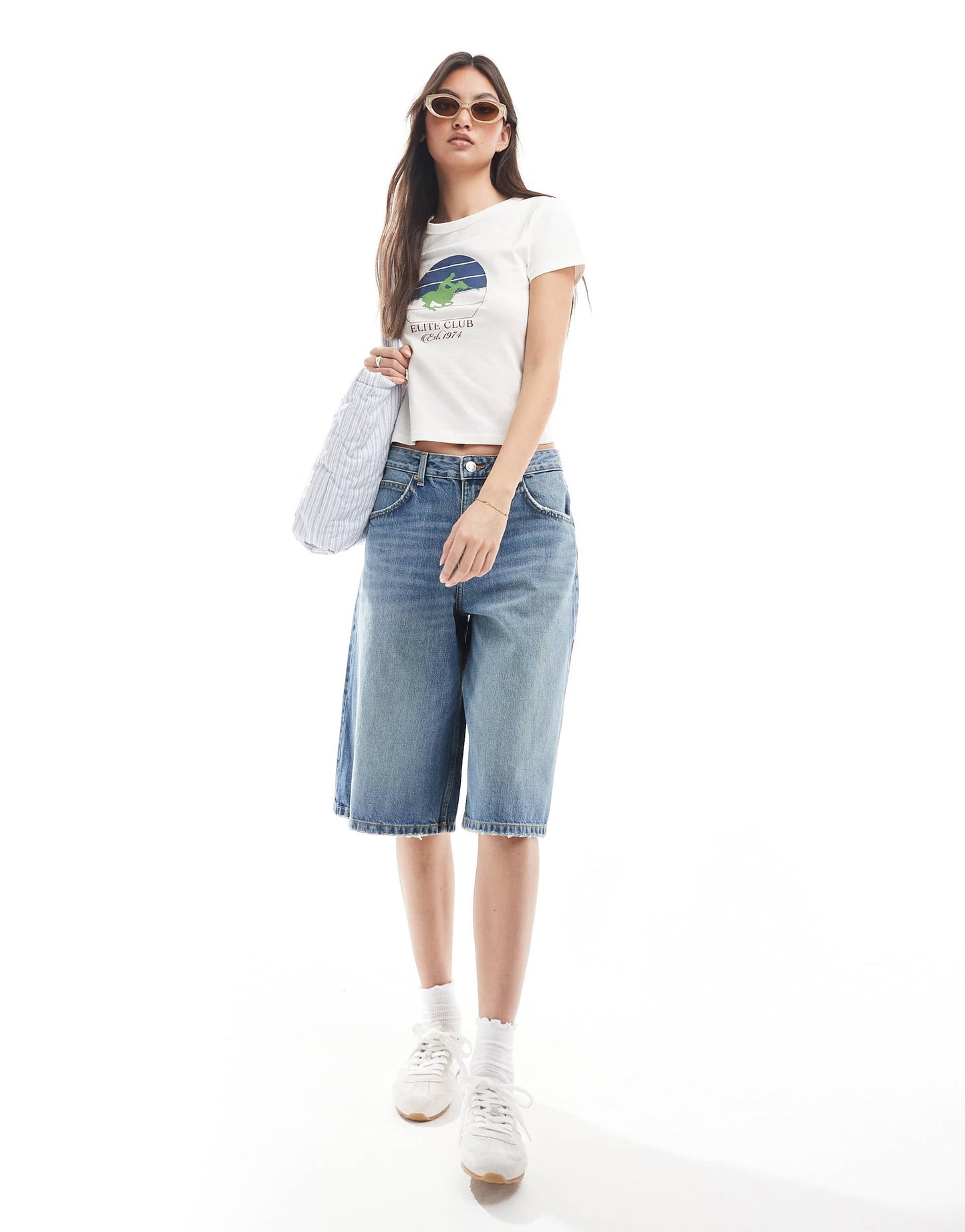 Pull&Bear denim jorts in mid blue wash