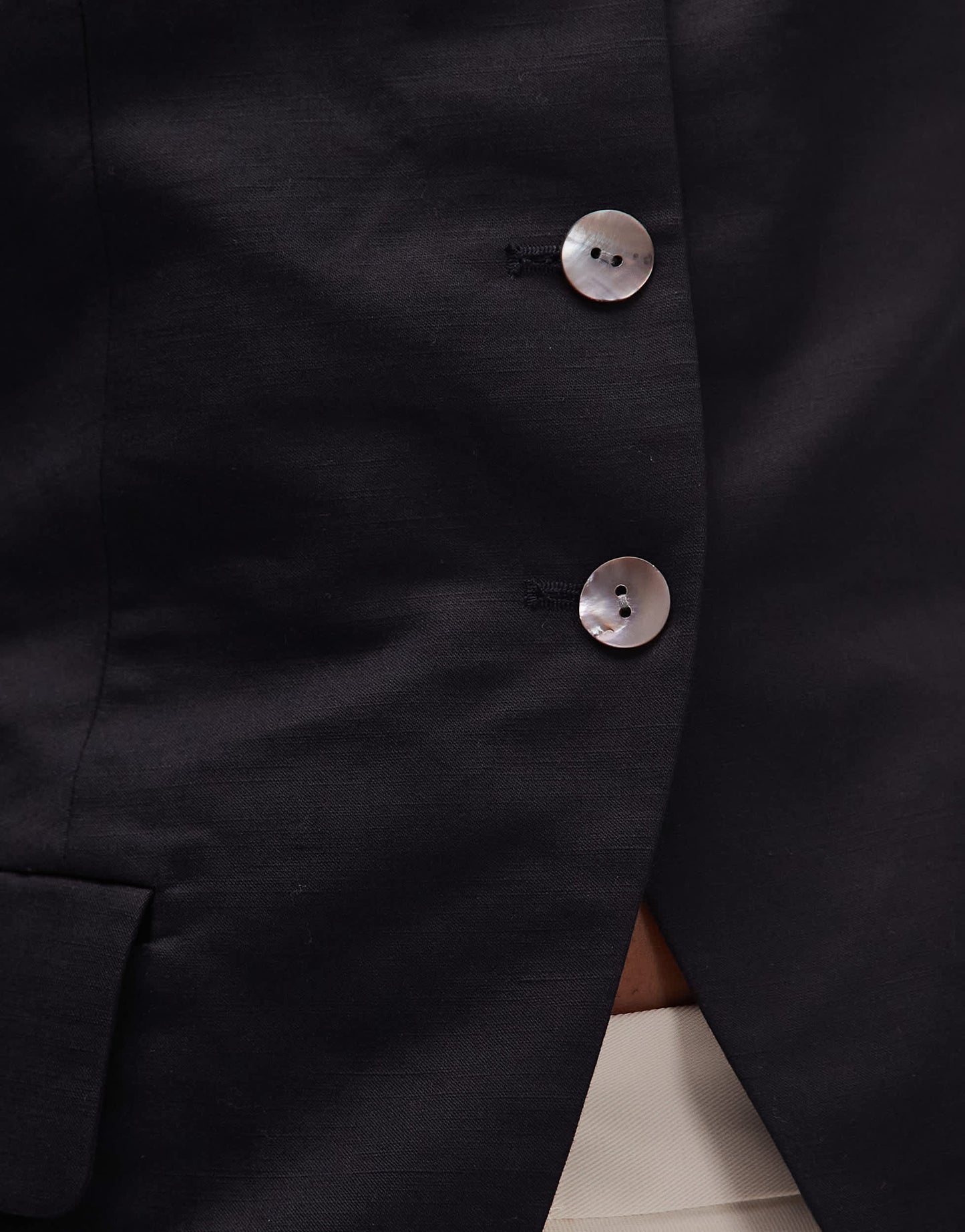 & Other Stories linen blend square neck waistcoat top in black