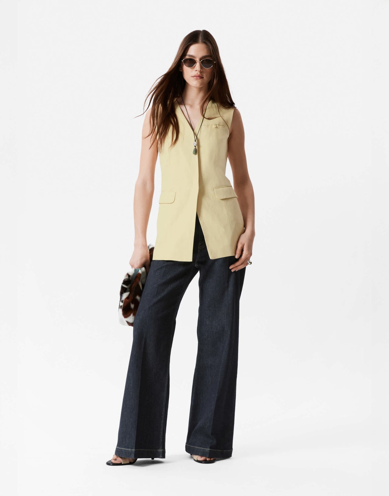 & Other Stories longline waistcoat in light yellow