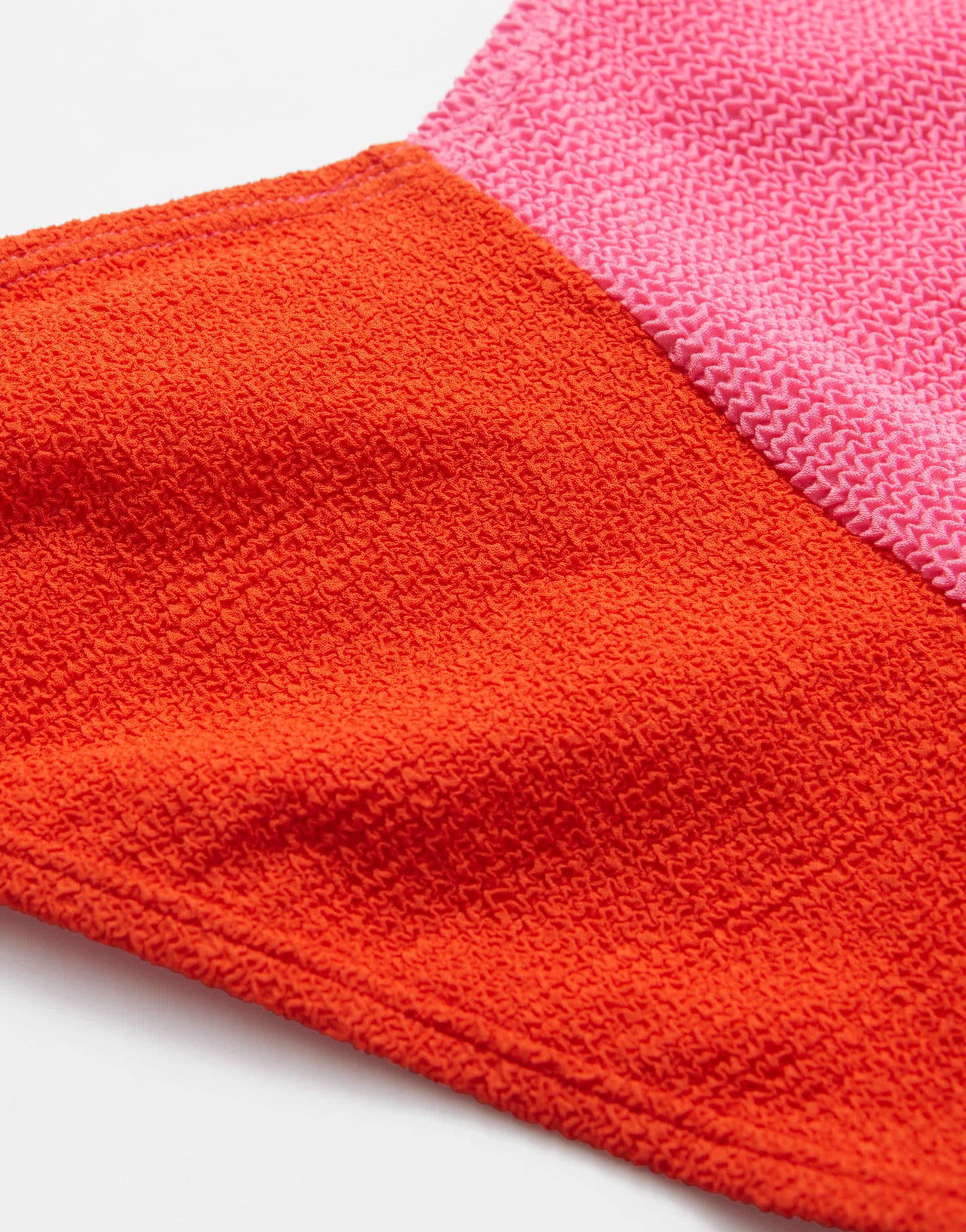 & Other Stories crinkle V high leg bikini bottoms in colour block pink and orange