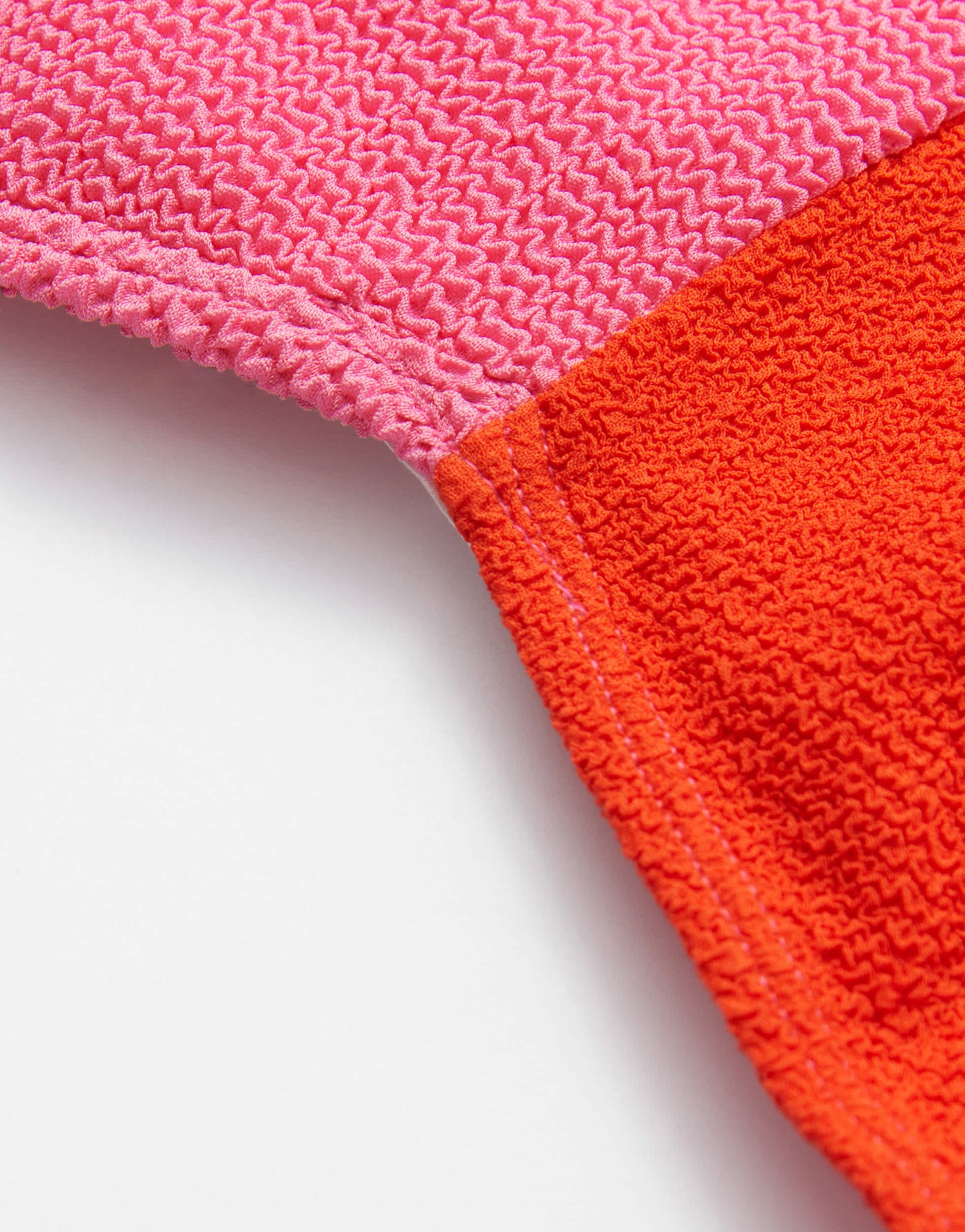 & Other Stories crinkle V high leg bikini bottoms in colour block pink and orange