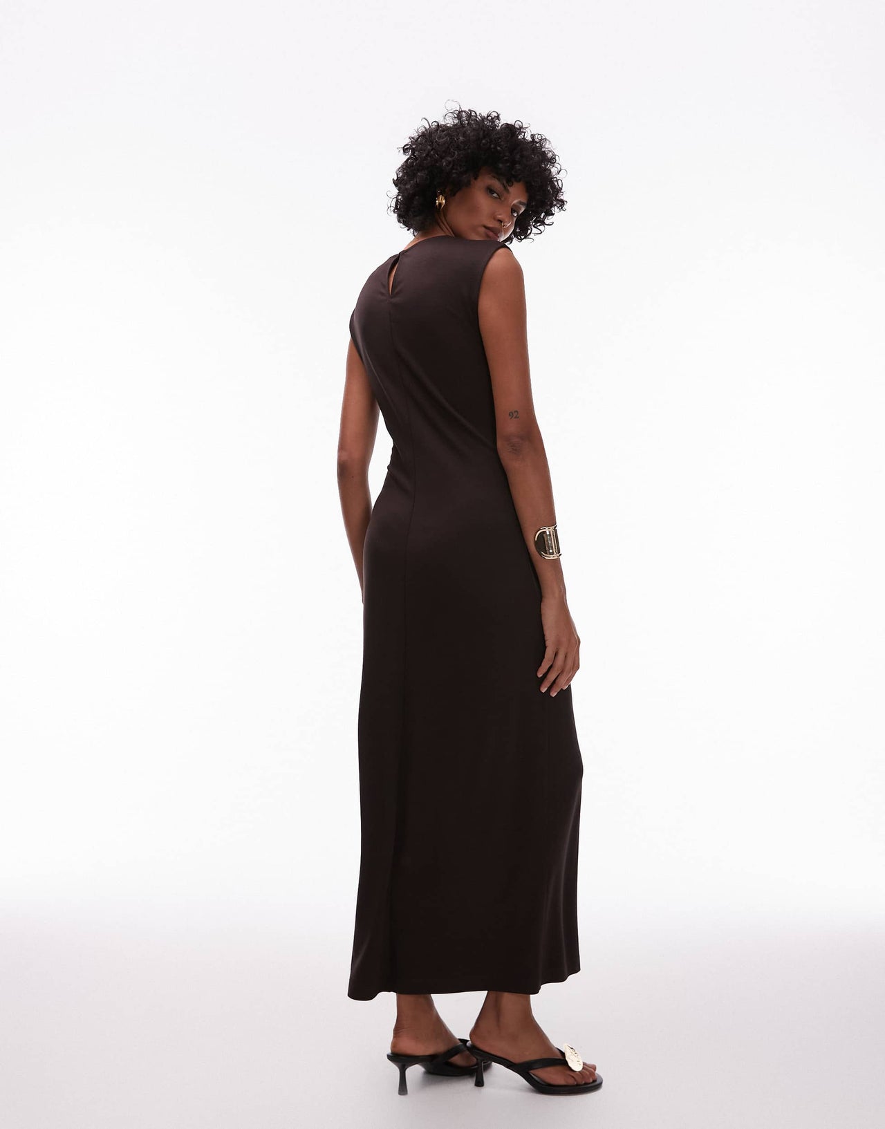 & Other Stories jersey midaxi dress with twist front detail in brown
