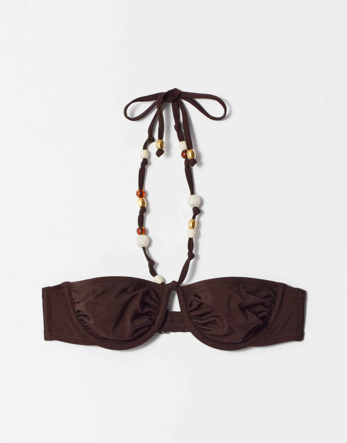 & Other Stories bandeau monowire bikini top with shell straps in brown