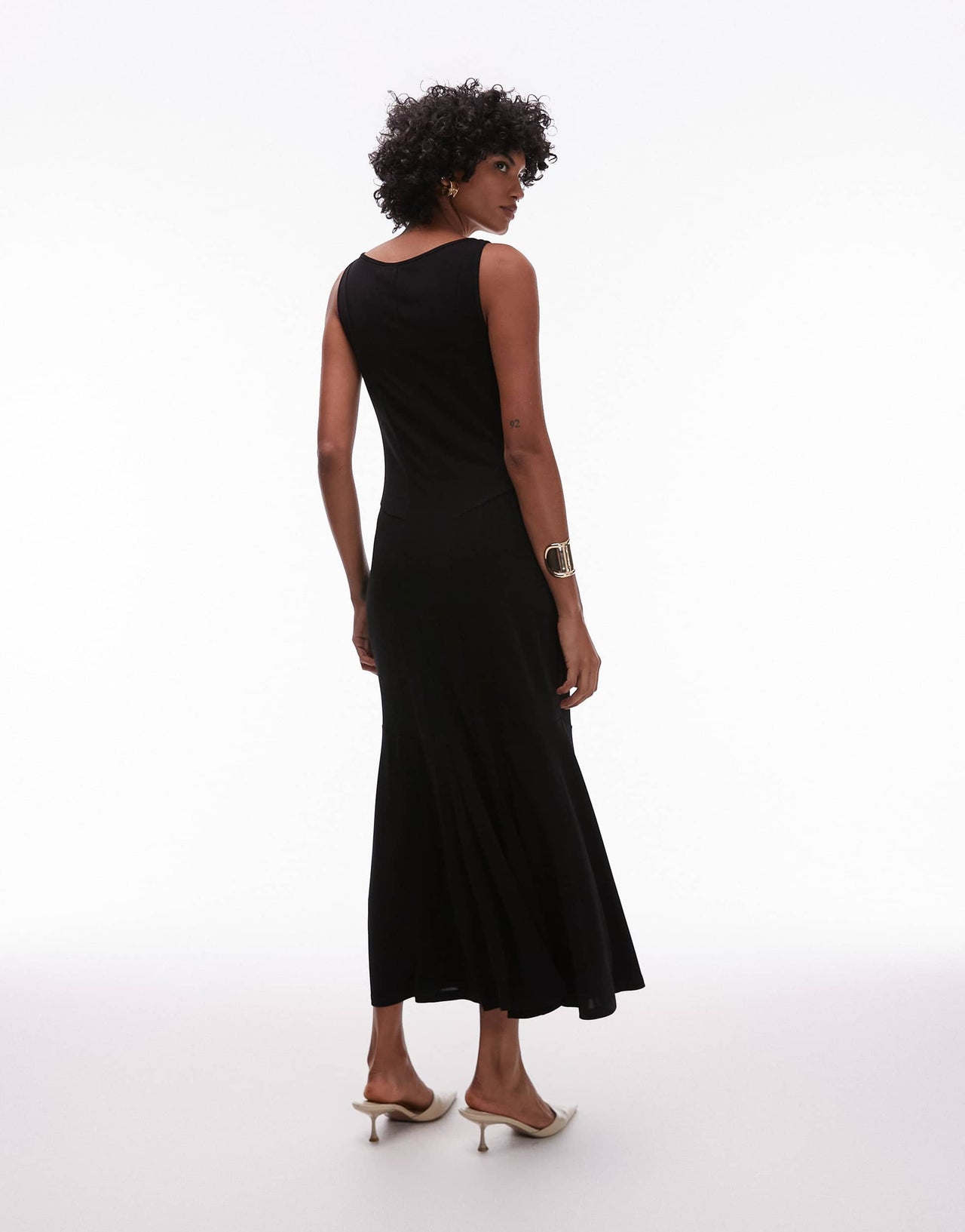 & Other Stories jersey maxi dress with corset bodice and panels in black
