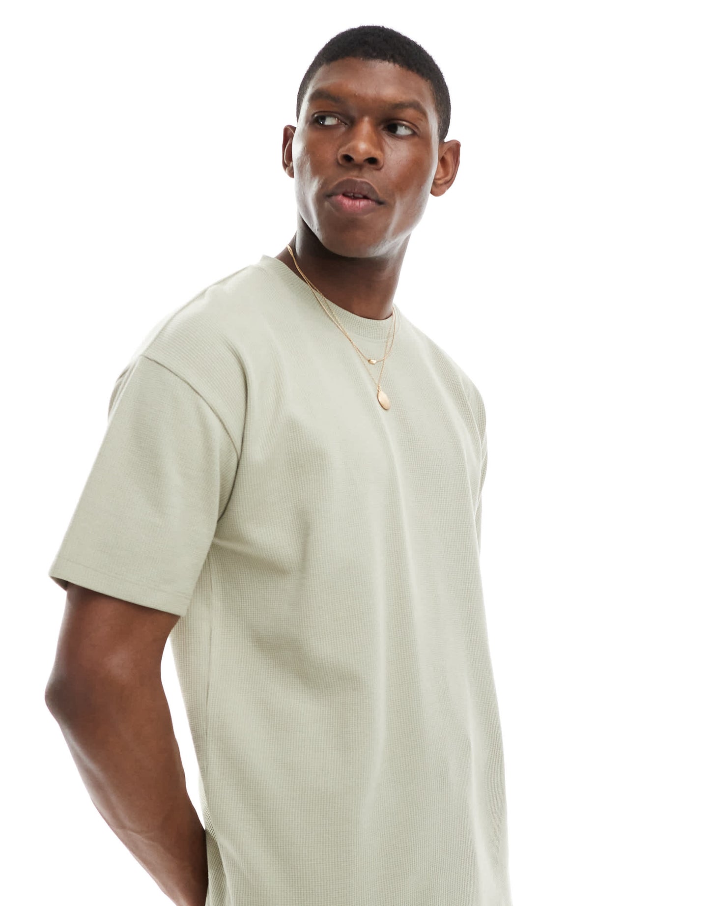 New Look oversized waffle t-shirt co-ord in stone