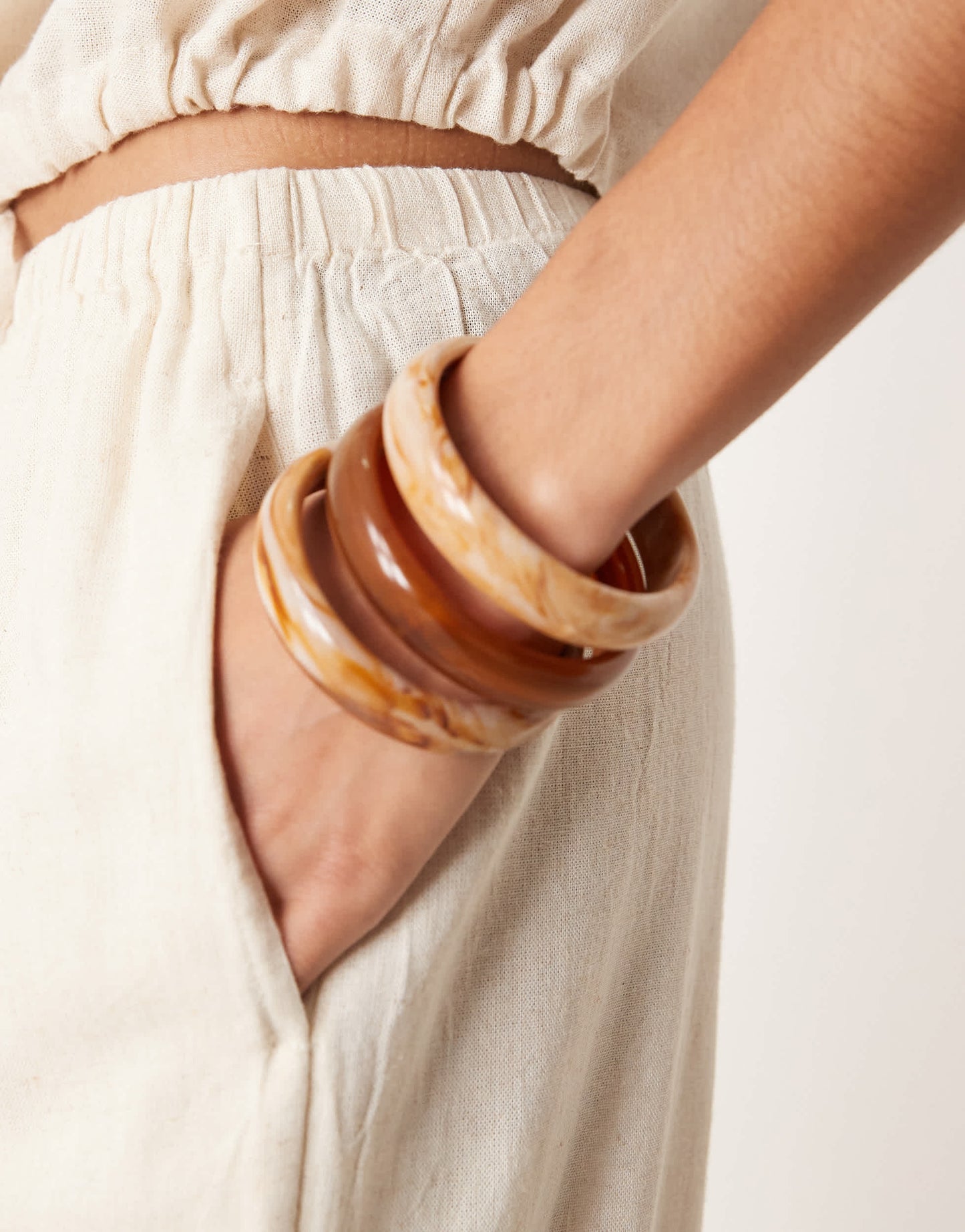 River Island linen trouser co-ord in cream