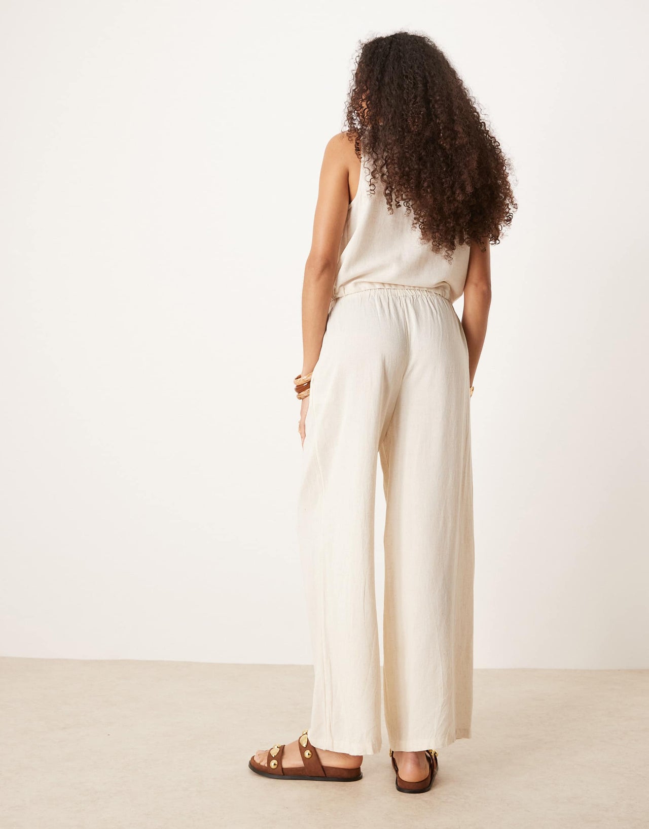 River Island linen trouser co-ord in cream