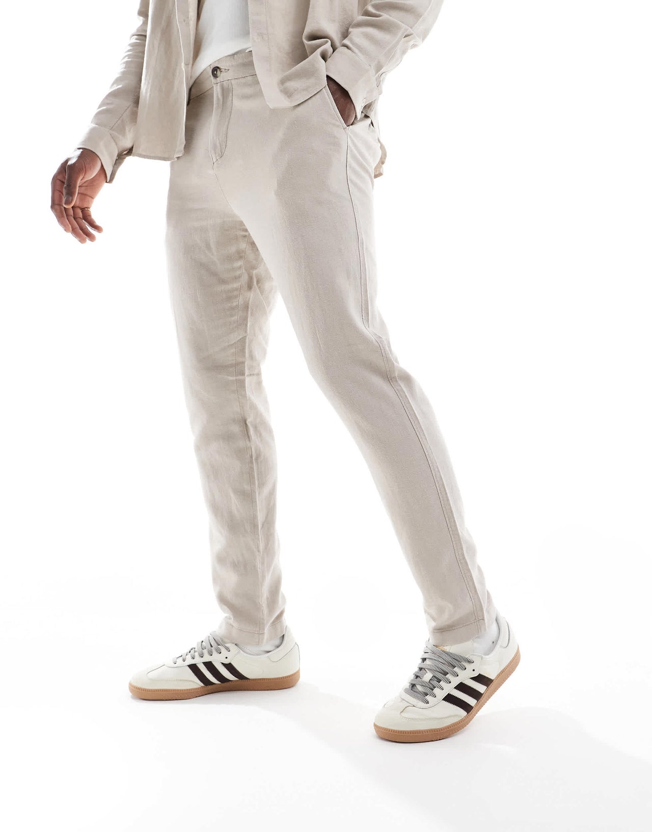 New Look linen look trouser co-ord in stone