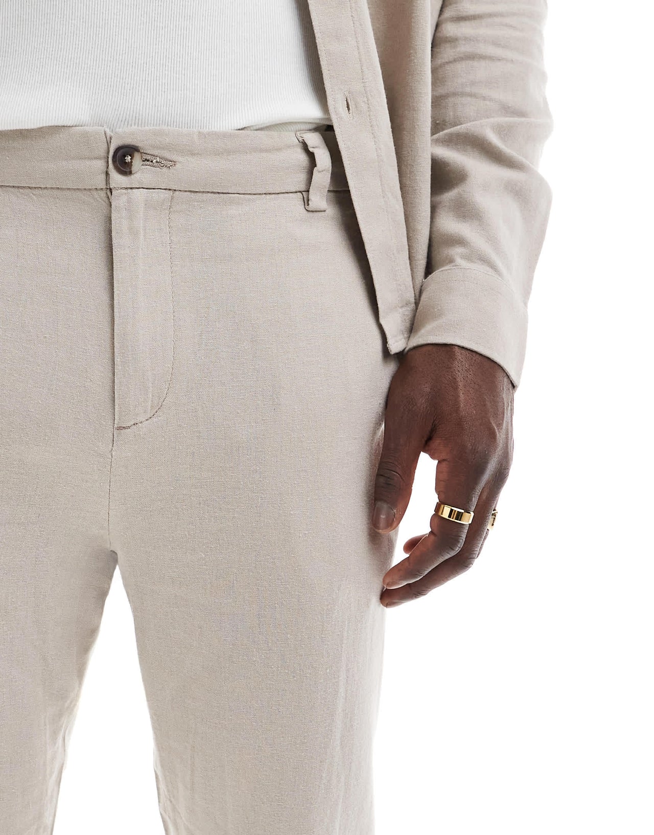 New Look linen look trouser co-ord in stone