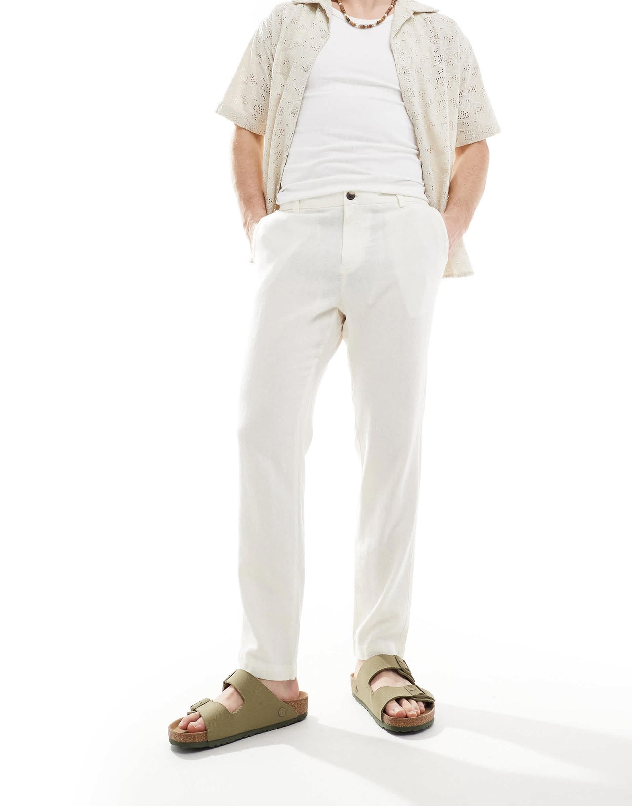 New Look linen look trouser in sand