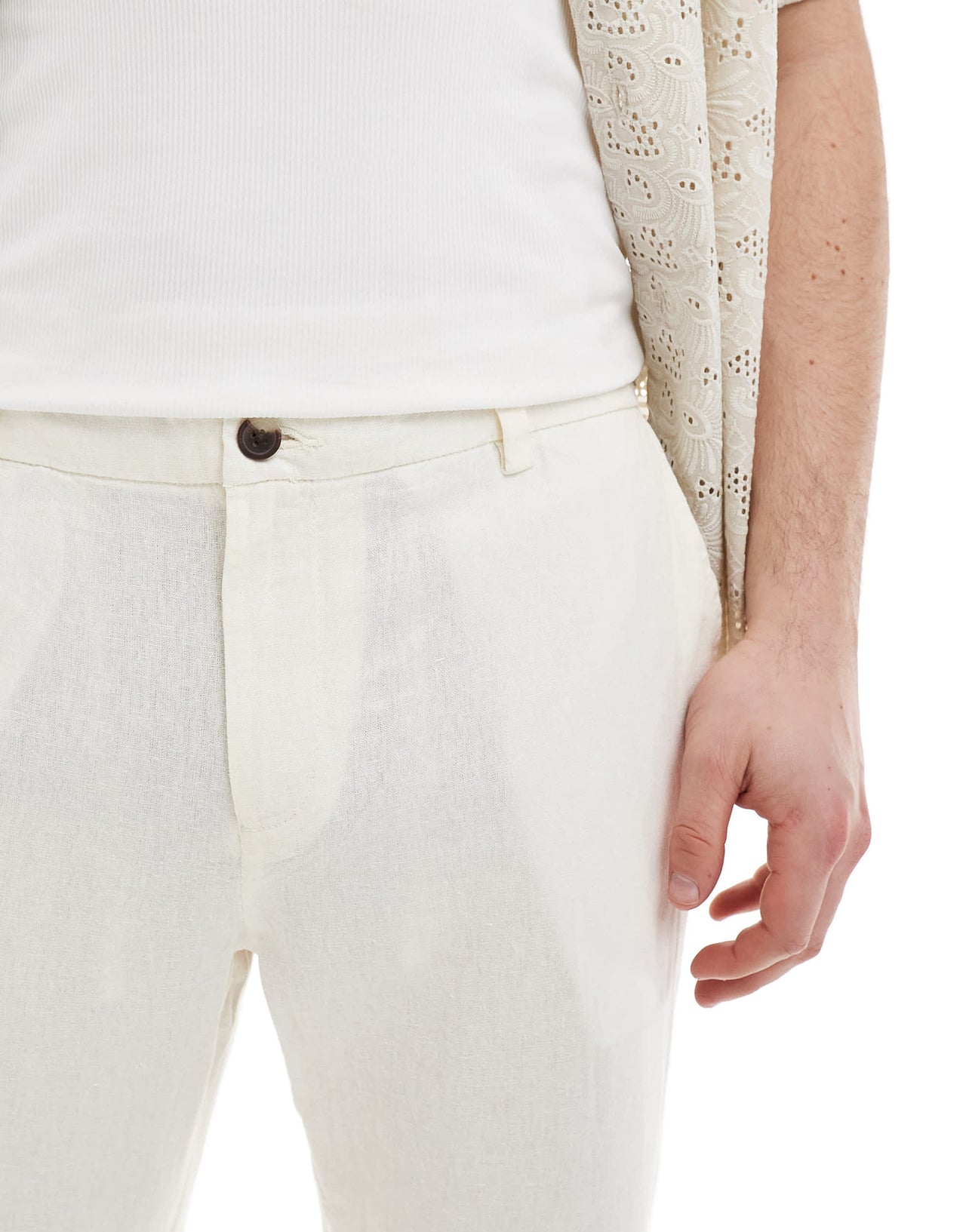 New Look linen look trouser in sand
