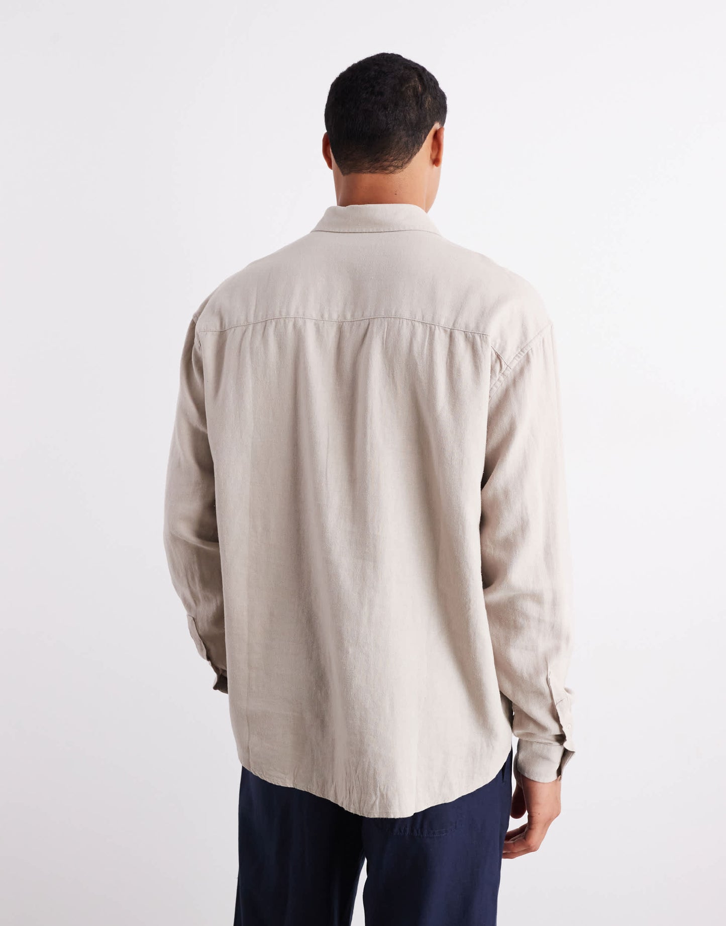 New Look long sleeve floaty linen look shirt co-ord in stone