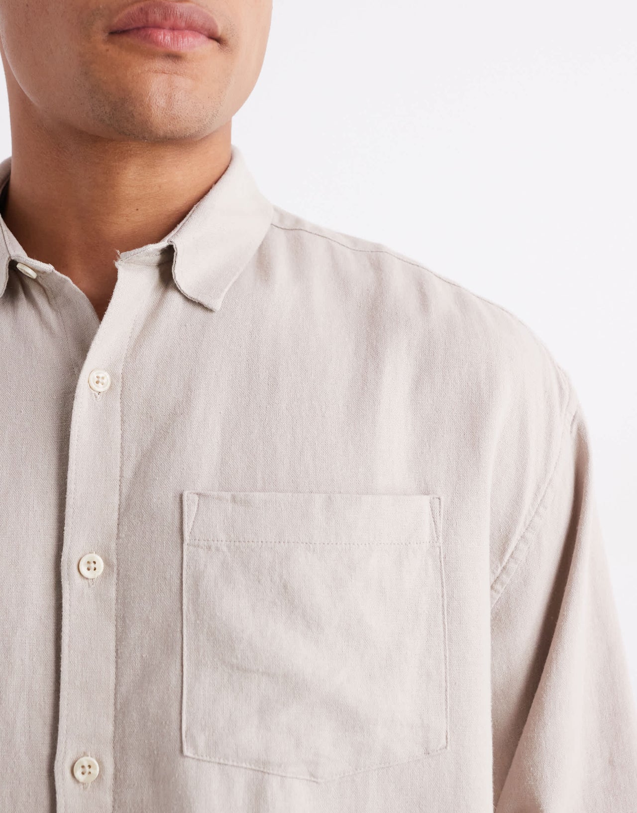 New Look long sleeve floaty linen look shirt co-ord in stone