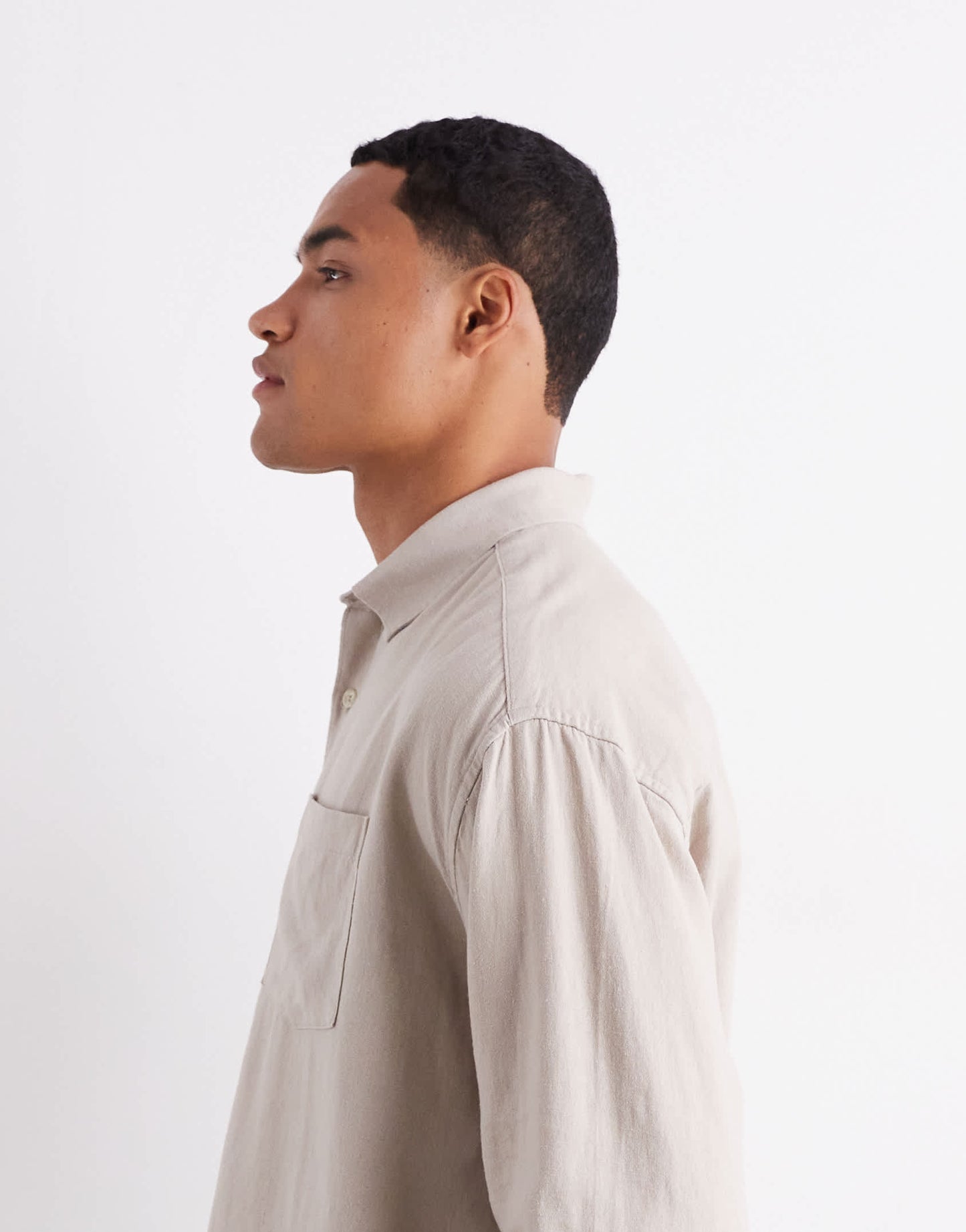 New Look long sleeve floaty linen look shirt co-ord in stone