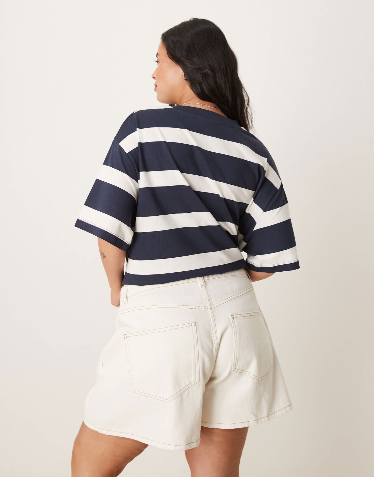ASOS DESIGN Curve denim longline A line short in ecru