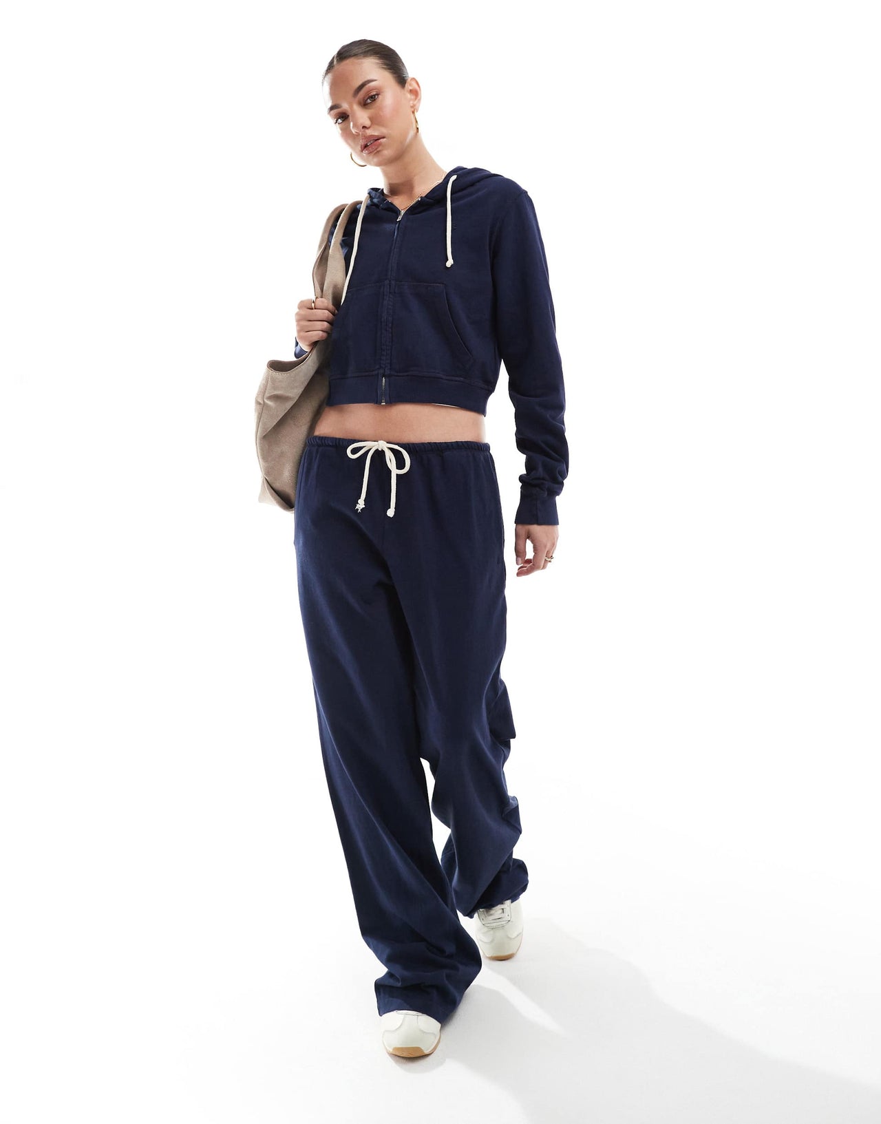 Pull&Bear zip through hoodie co-ord in navy
