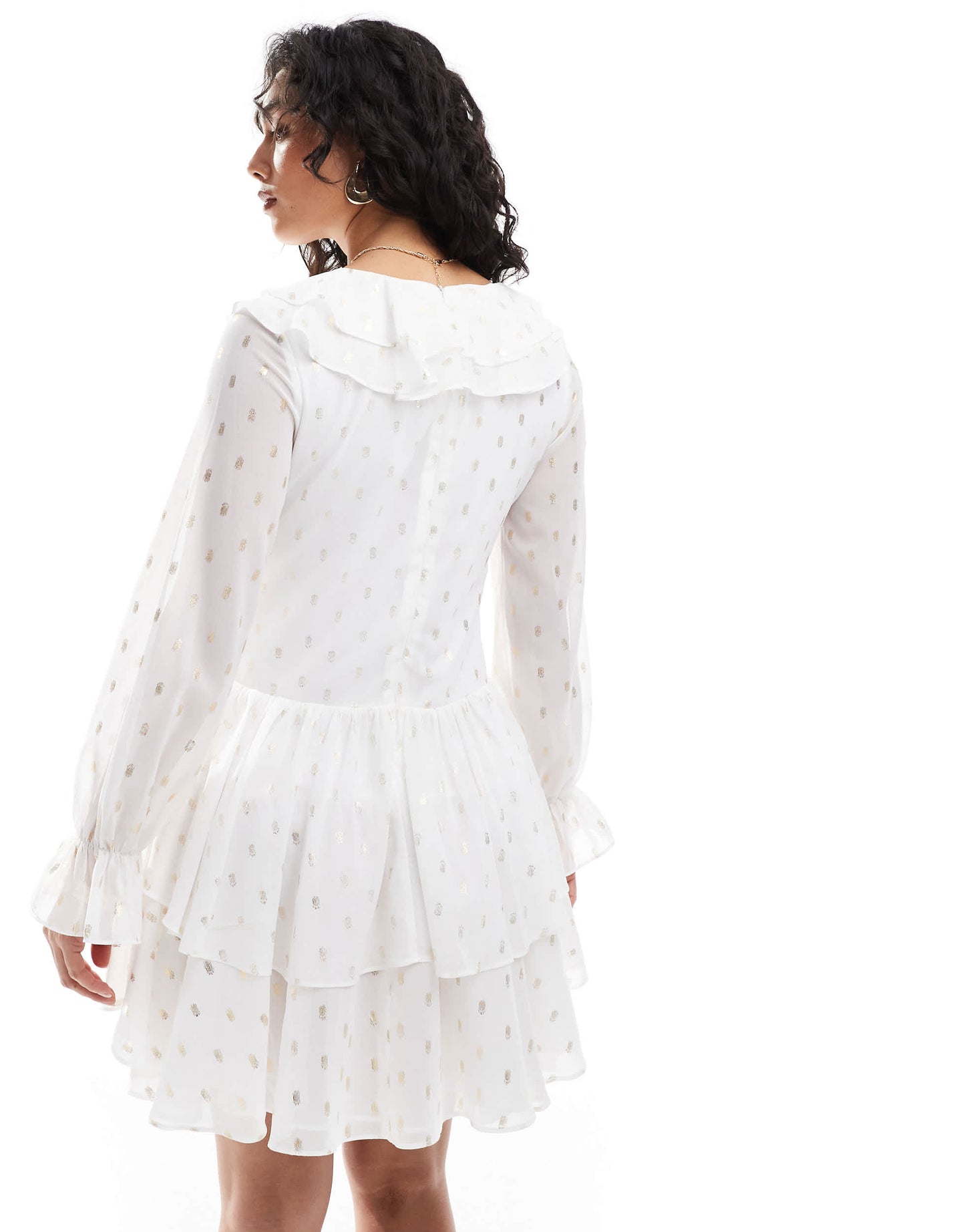 TFNC tiered mini dress with ruffle detail in cream