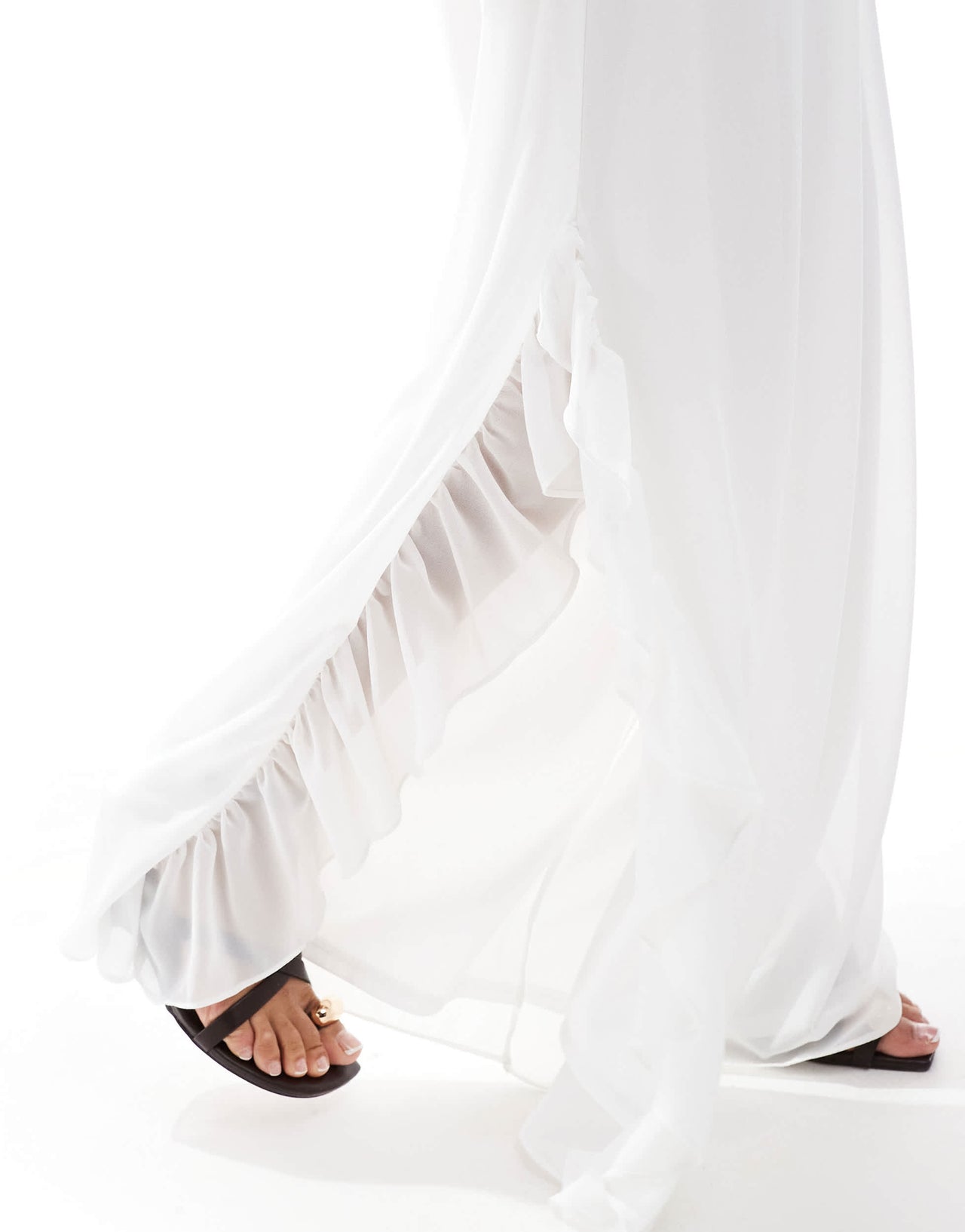 TFNC chiffon high waisted trousers in cream co-ord
