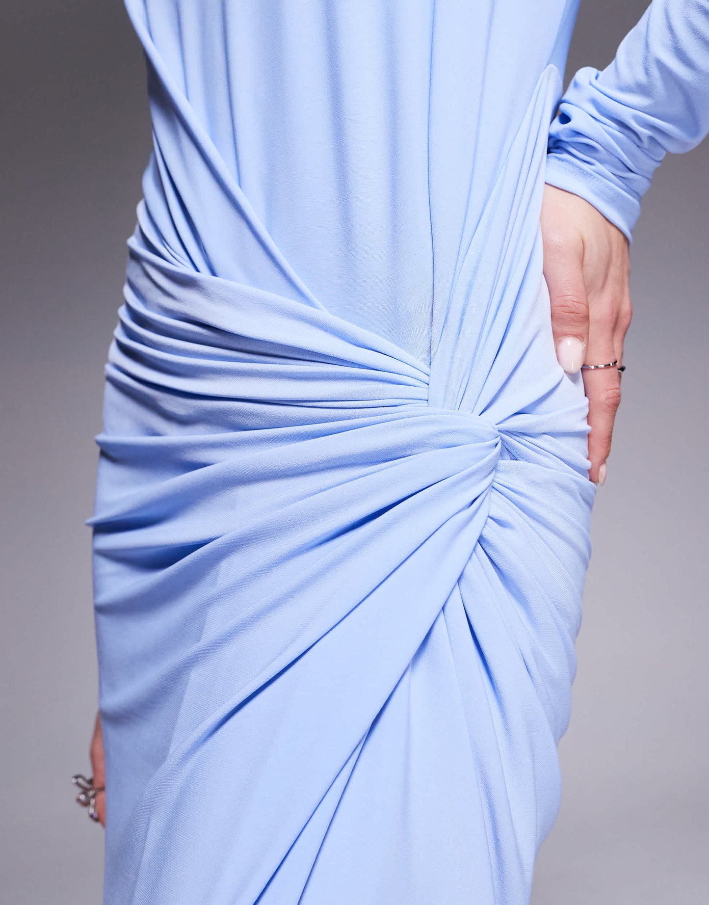 Daska twist front dress in soft blue