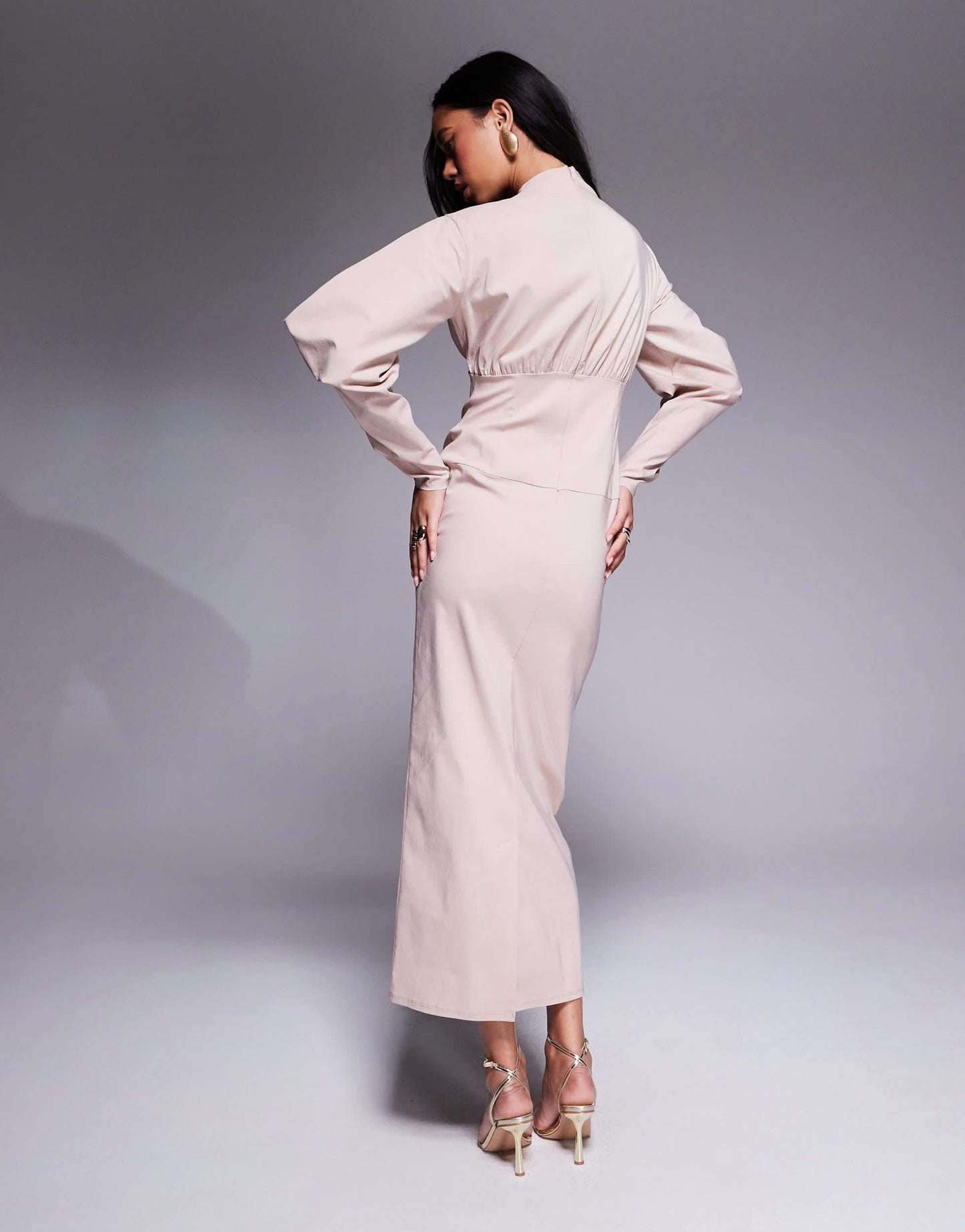 Daska structured balloon sleeve maxi dress in sand