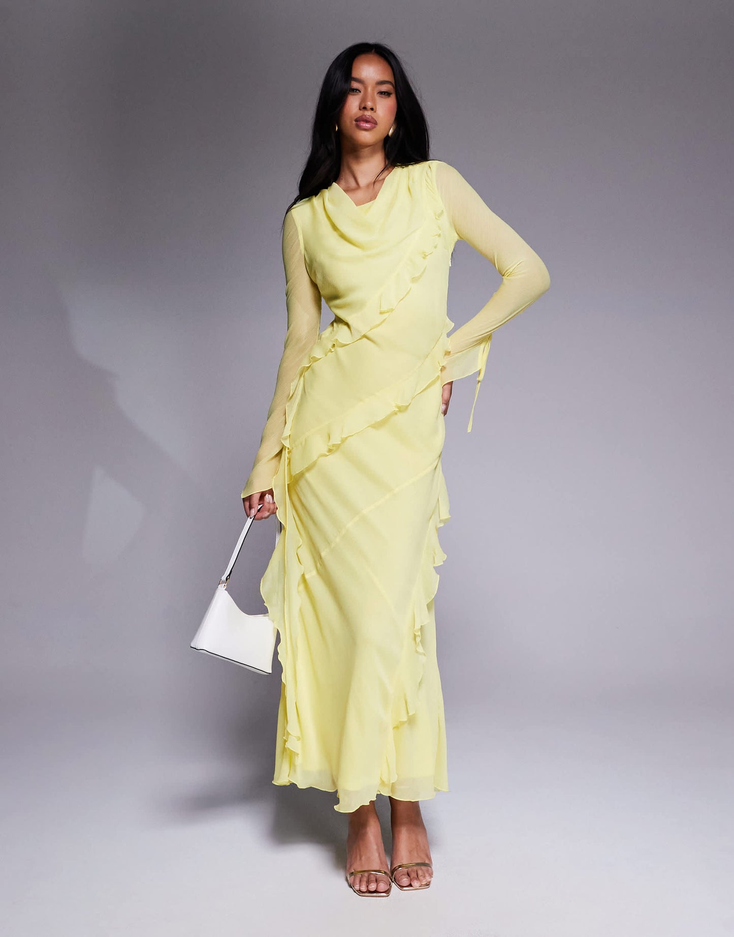 Daska chiffon ruffle maxi dress in Lemon