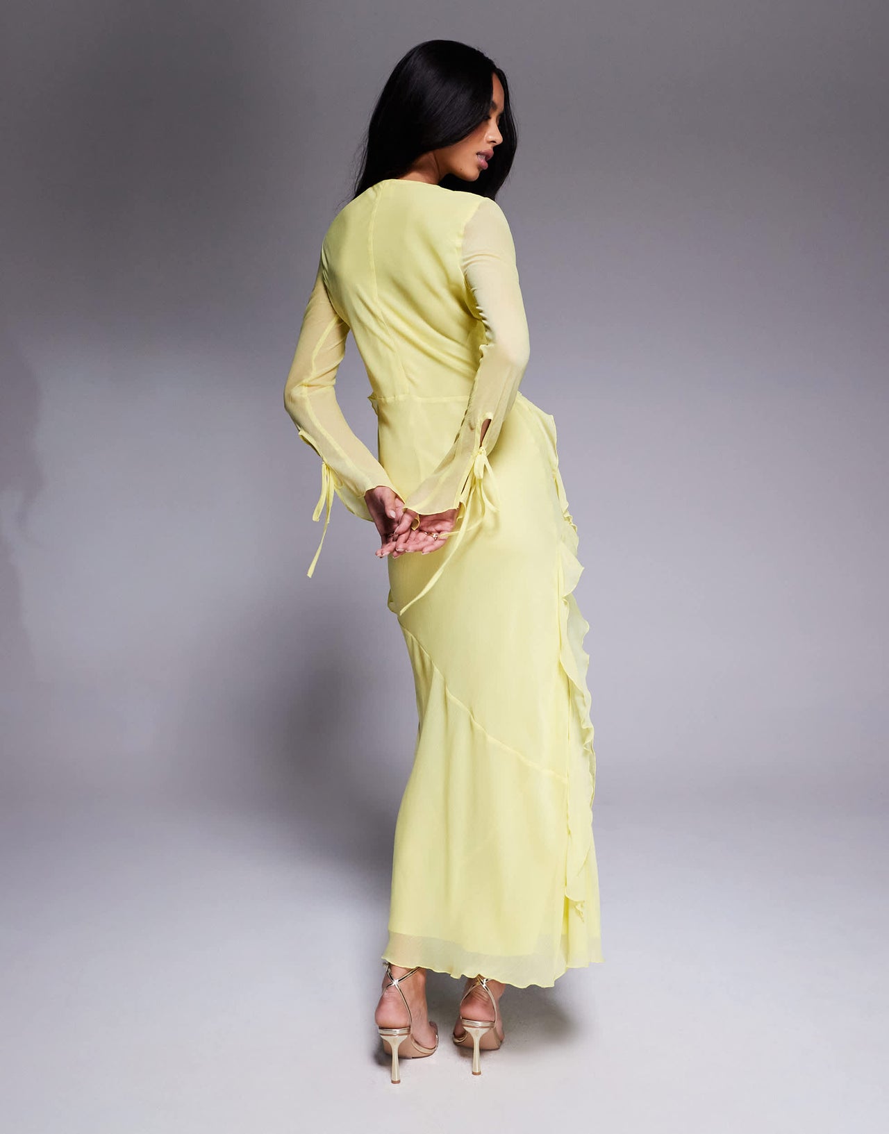 Daska chiffon ruffle maxi dress in Lemon