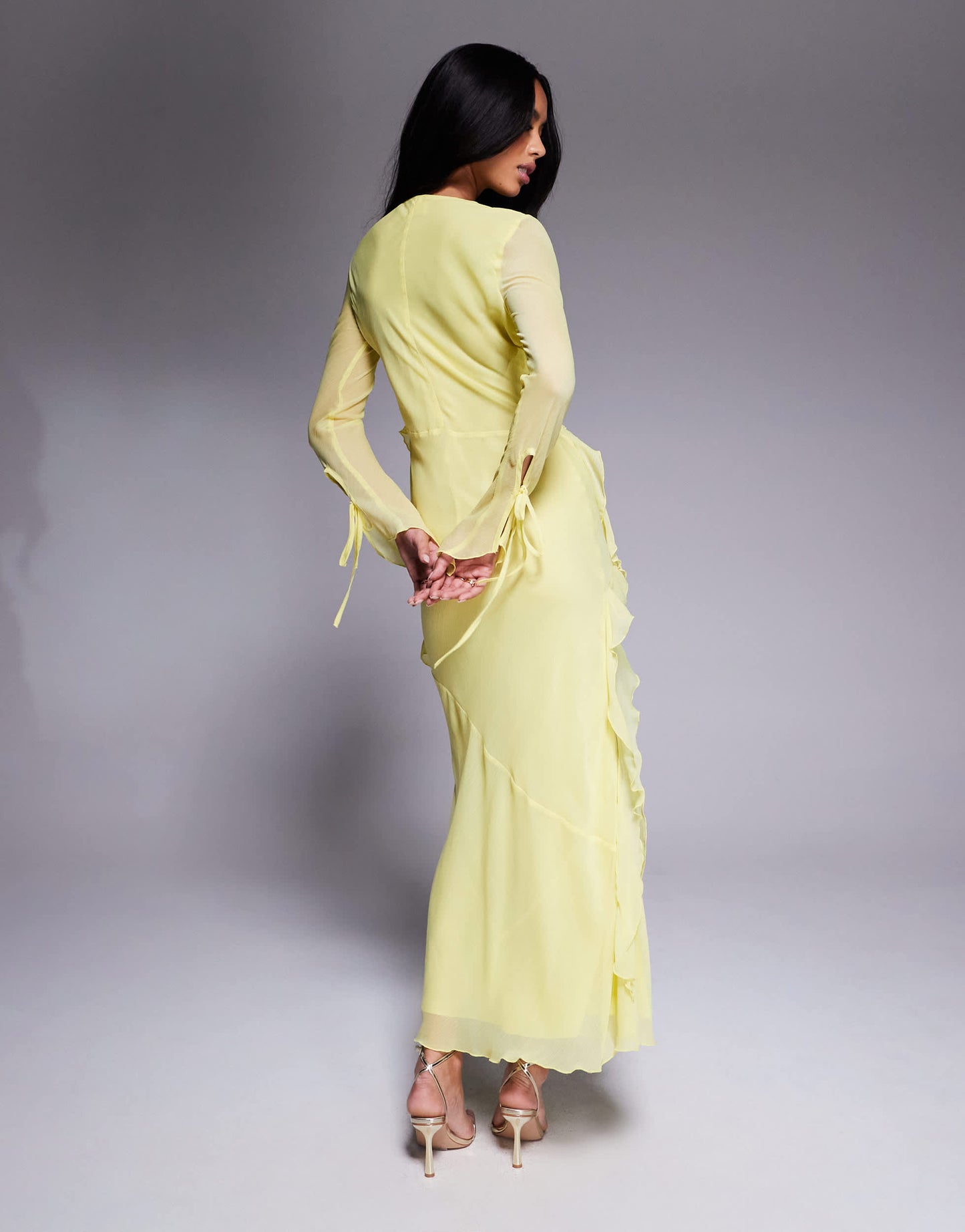 Daska chiffon ruffle maxi dress in Lemon
