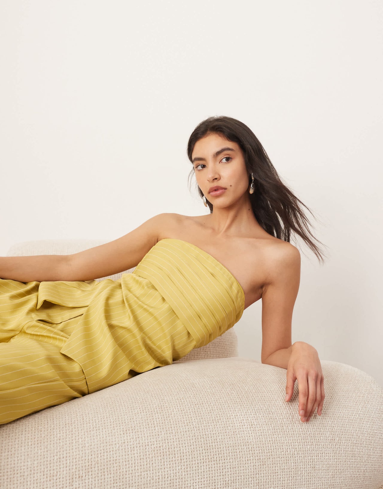 ARRANGE structured bandeau top co ord in pistachio stripe