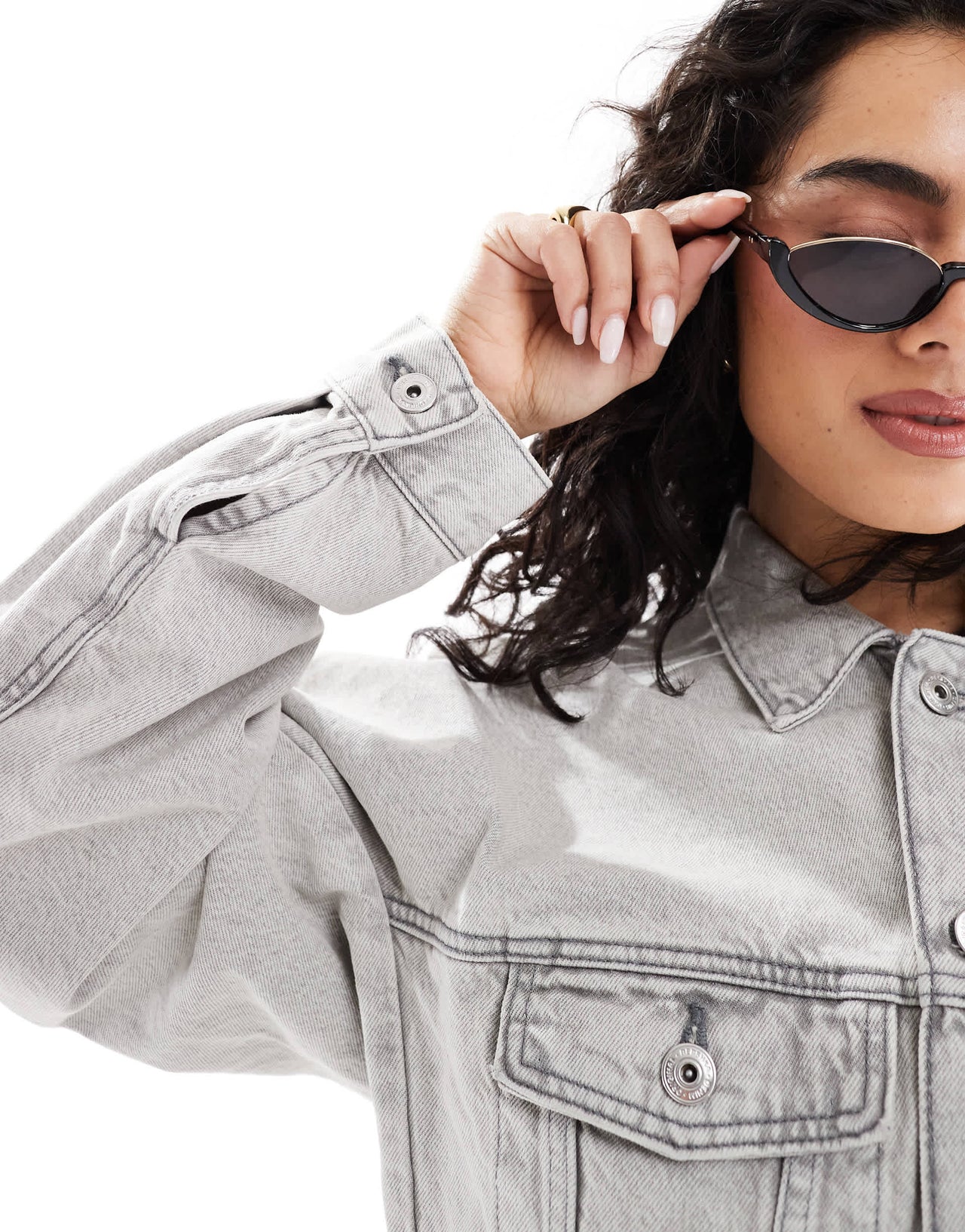 Bershka denim jacket in washed grey