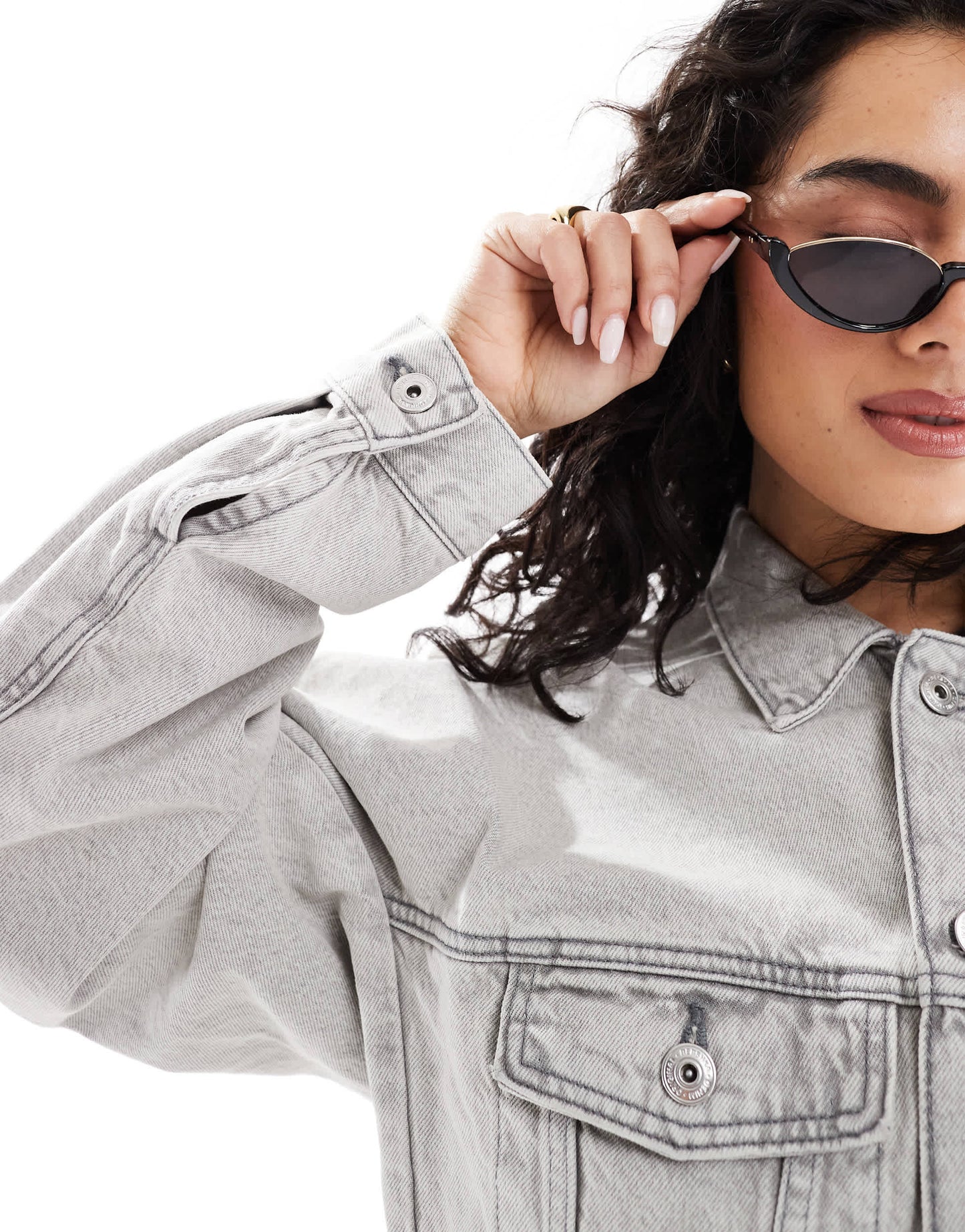 Bershka denim jacket in washed grey