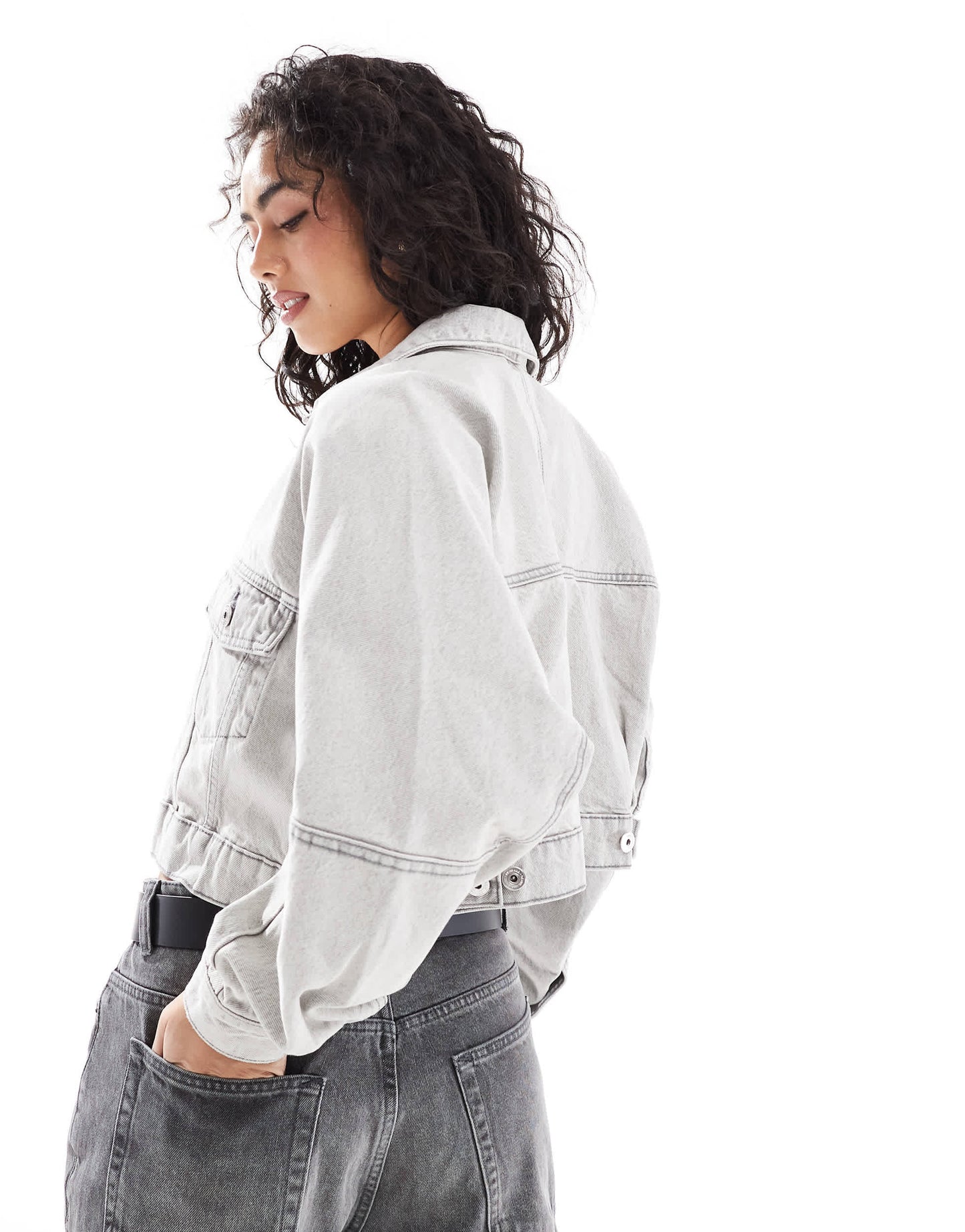 Bershka denim jacket in washed grey