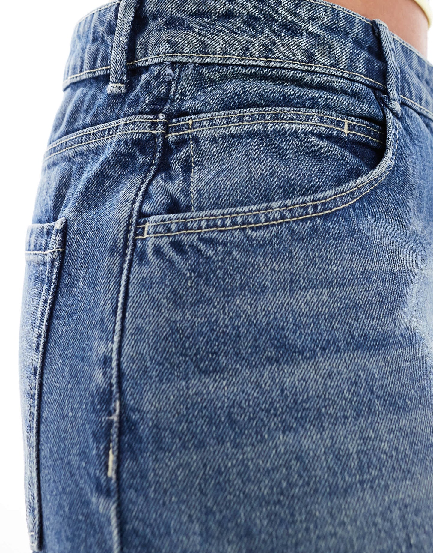 Bershka baggy denim jorts in washed blue