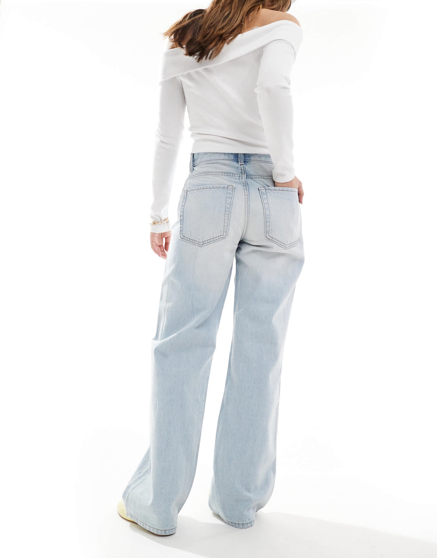 Bershka high waisted 90s wide leg jeans in super light wash blue