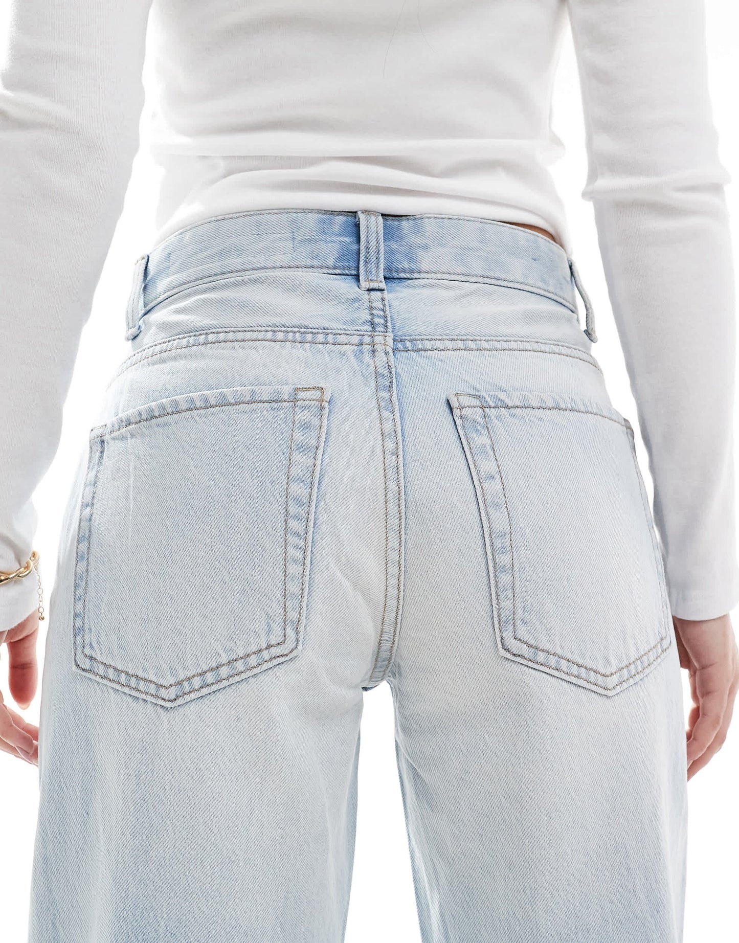 Bershka high waisted 90s wide leg jeans in super light wash blue