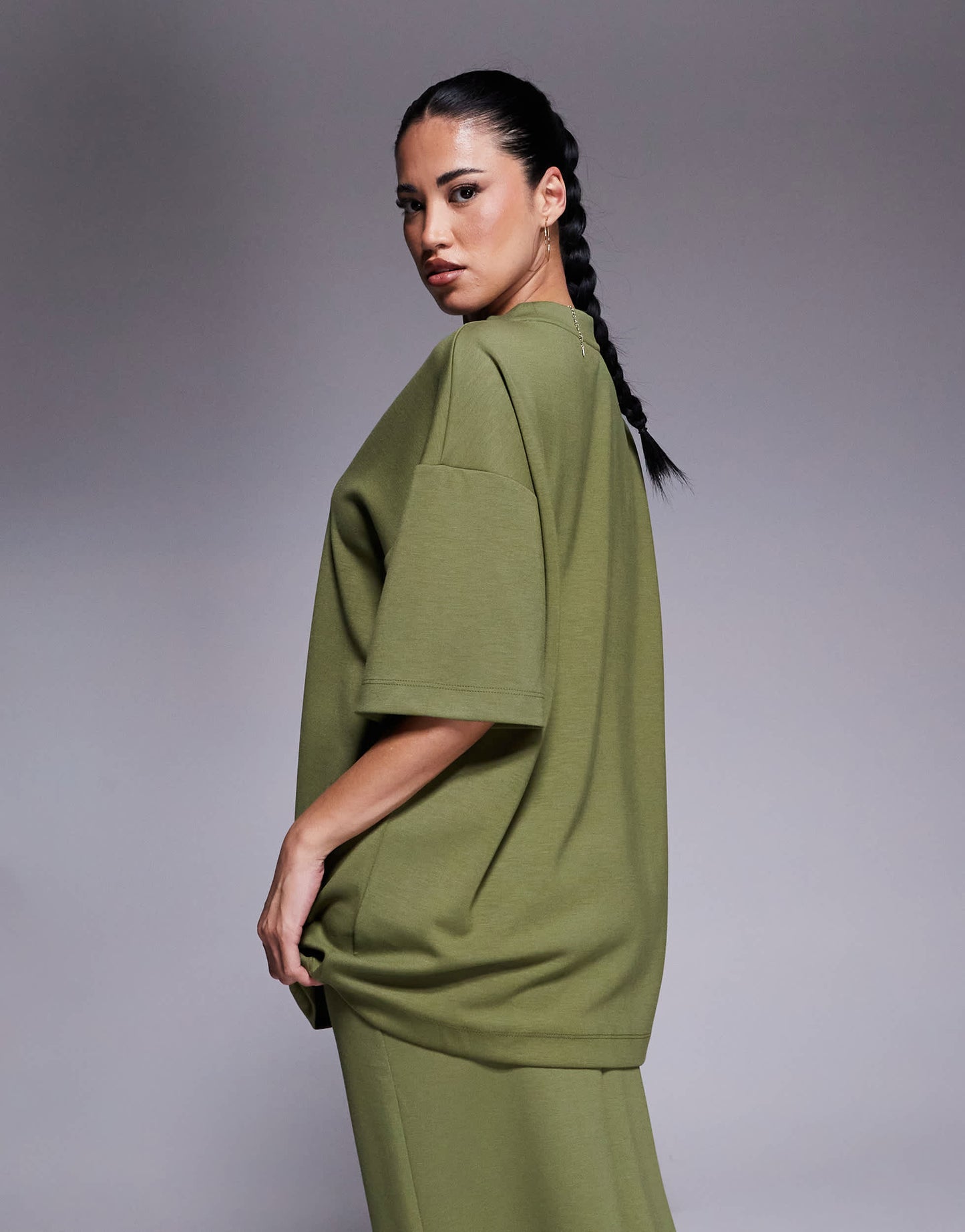 River Island clean oversized t-shirt in khaki