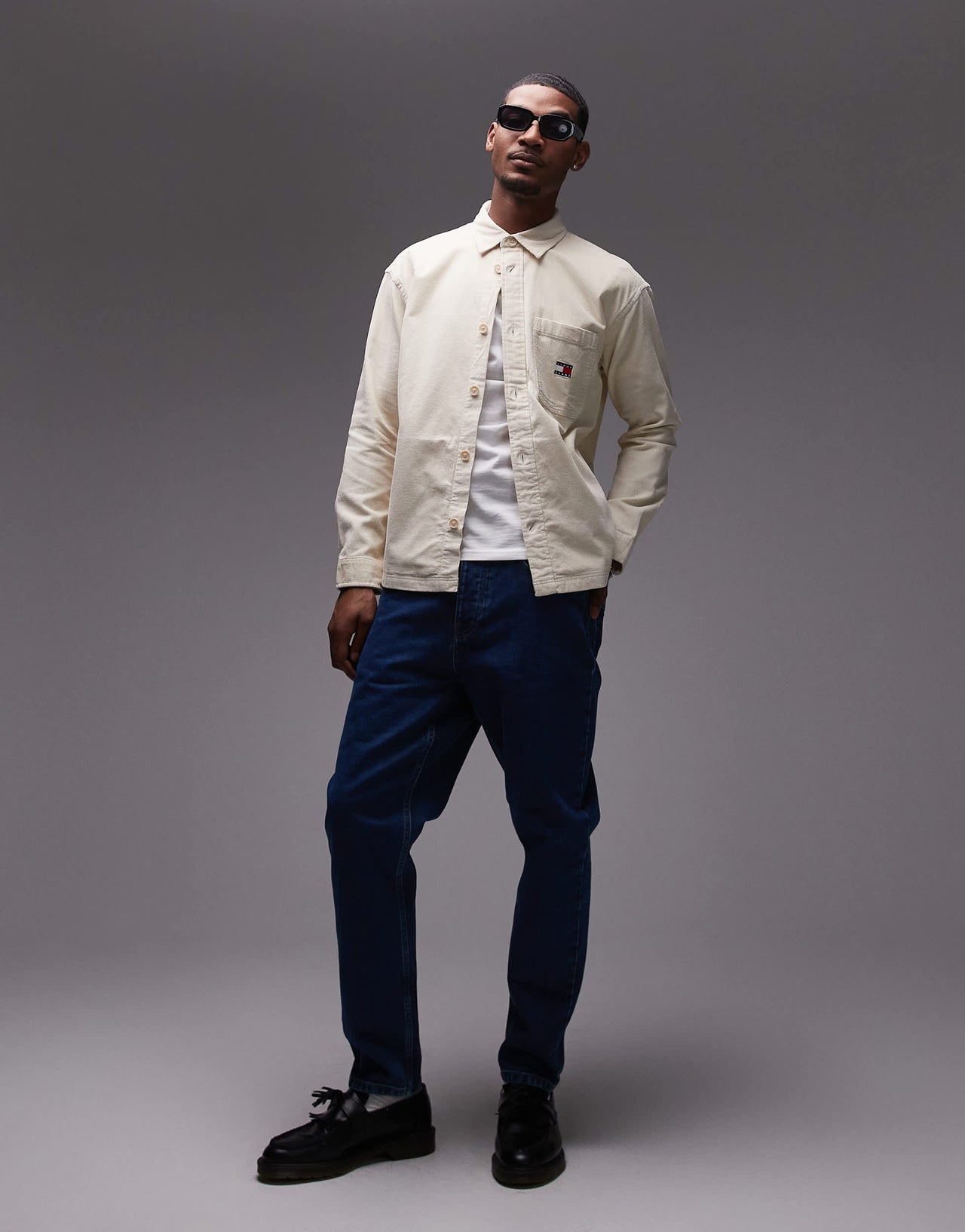 Tommy Jeans cord overshirt in beige