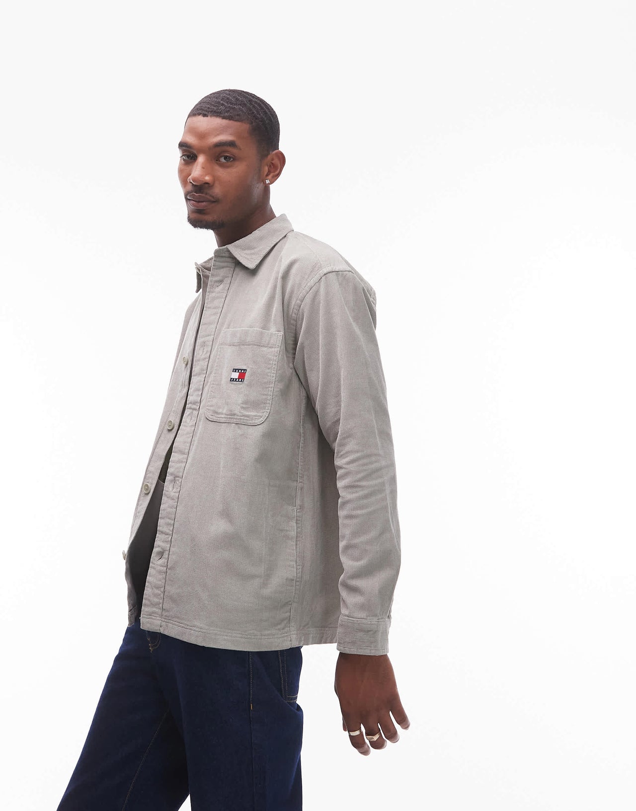 Tommy Jeans cord overshirt in sage green