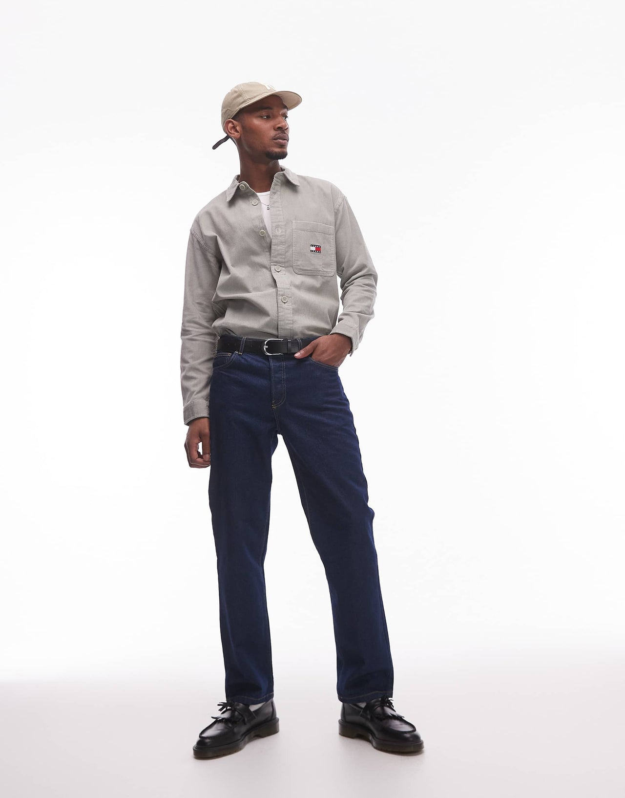 Tommy Jeans cord overshirt in sage green