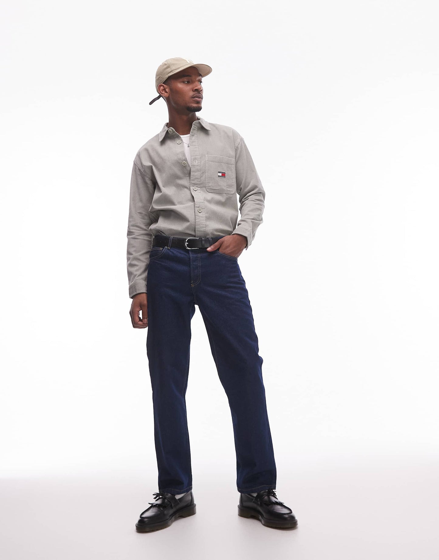 Tommy Jeans cord overshirt in sage green