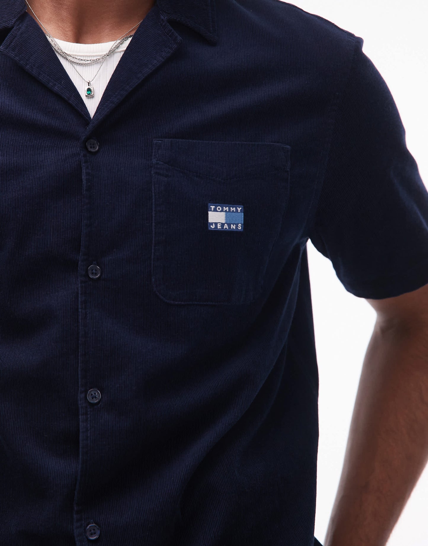 Tommy Jeans cord camp shirt in navy