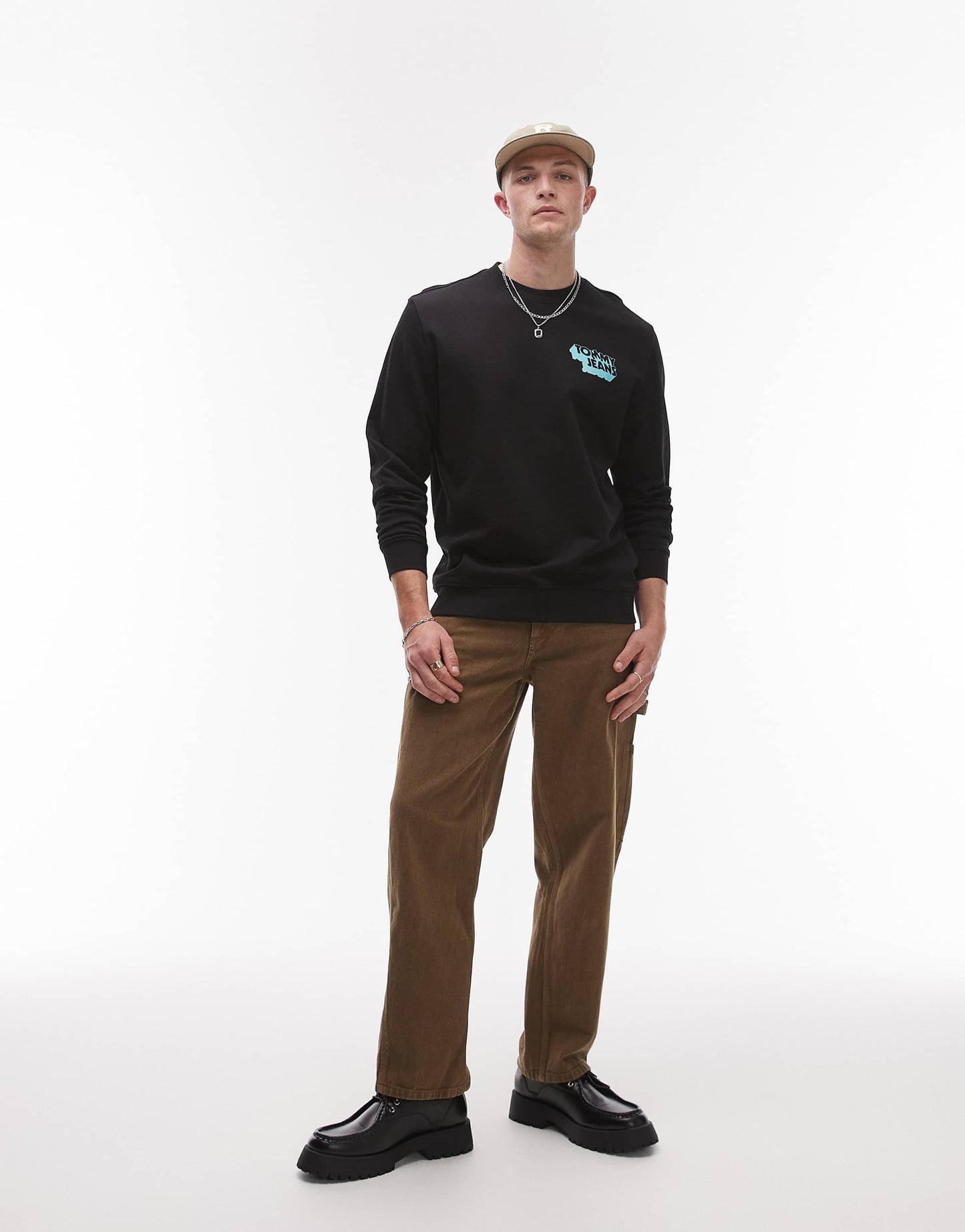 Tommy Jeans stack logo sweatshirt in black
