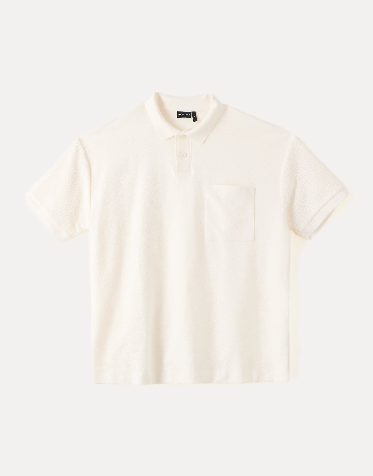 ASOS DESIGN premium heavyweight oversized polo in cream texture