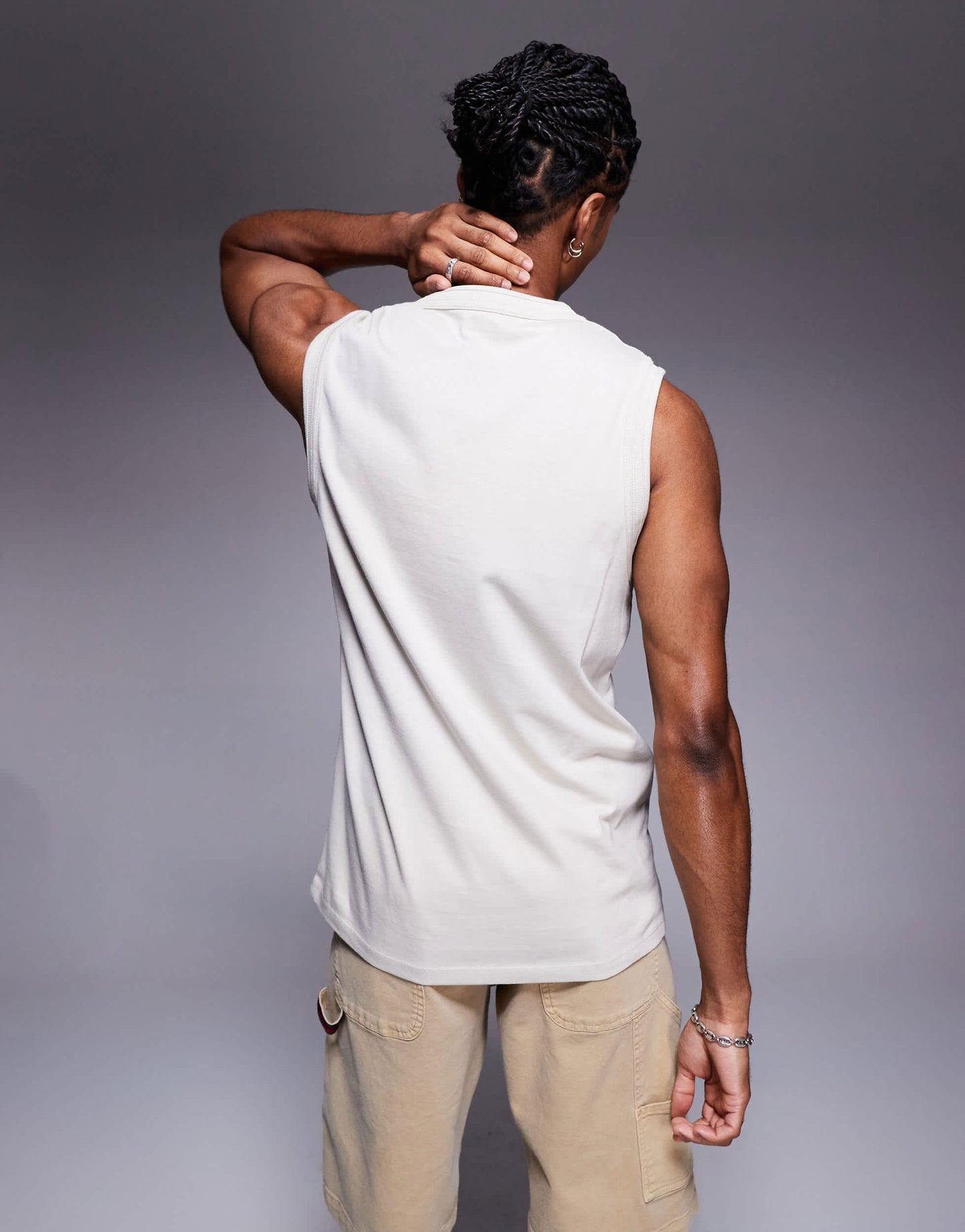 ASOS DESIGN crew neck tank in stone