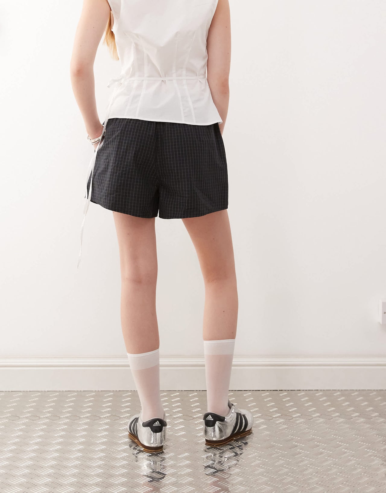 Weekday check shorts in black