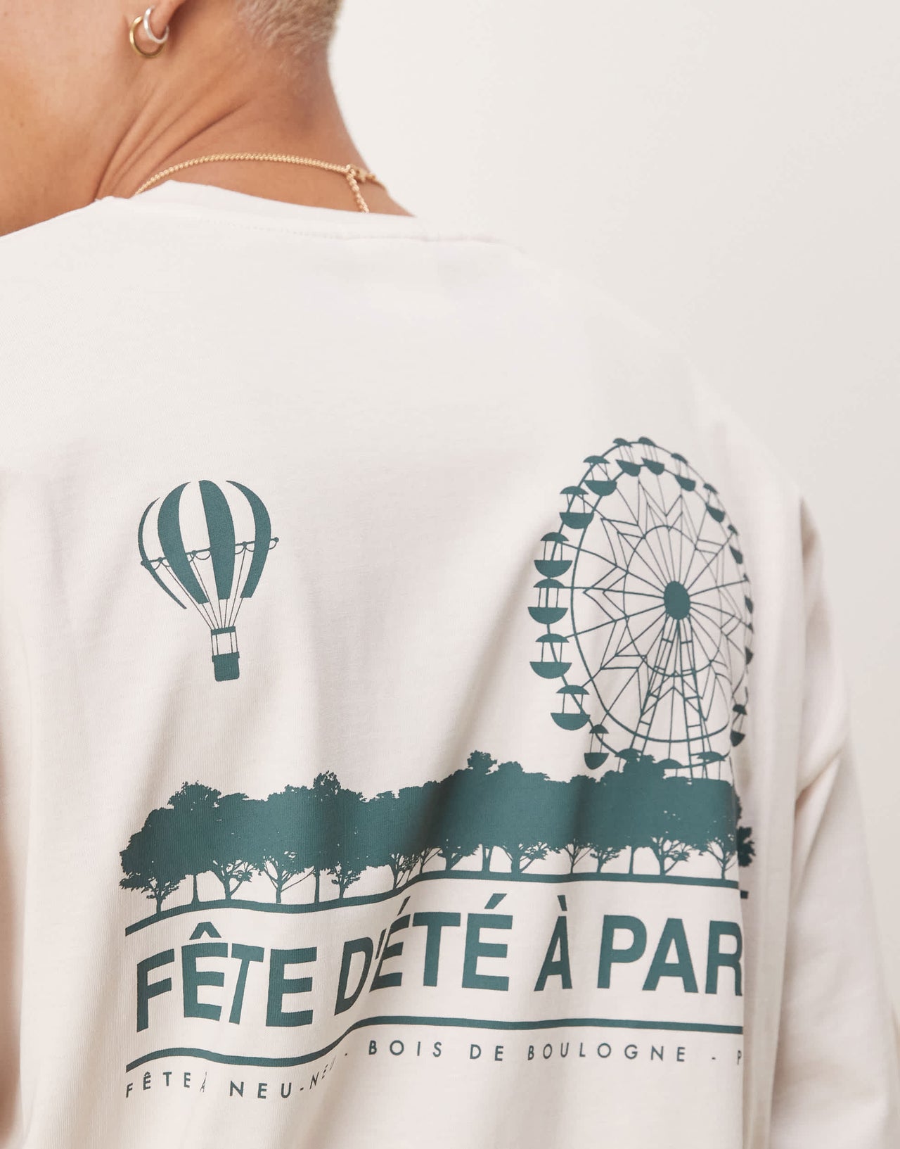Selected oversized heavy weight  t-shirt with paris backprint in cream
