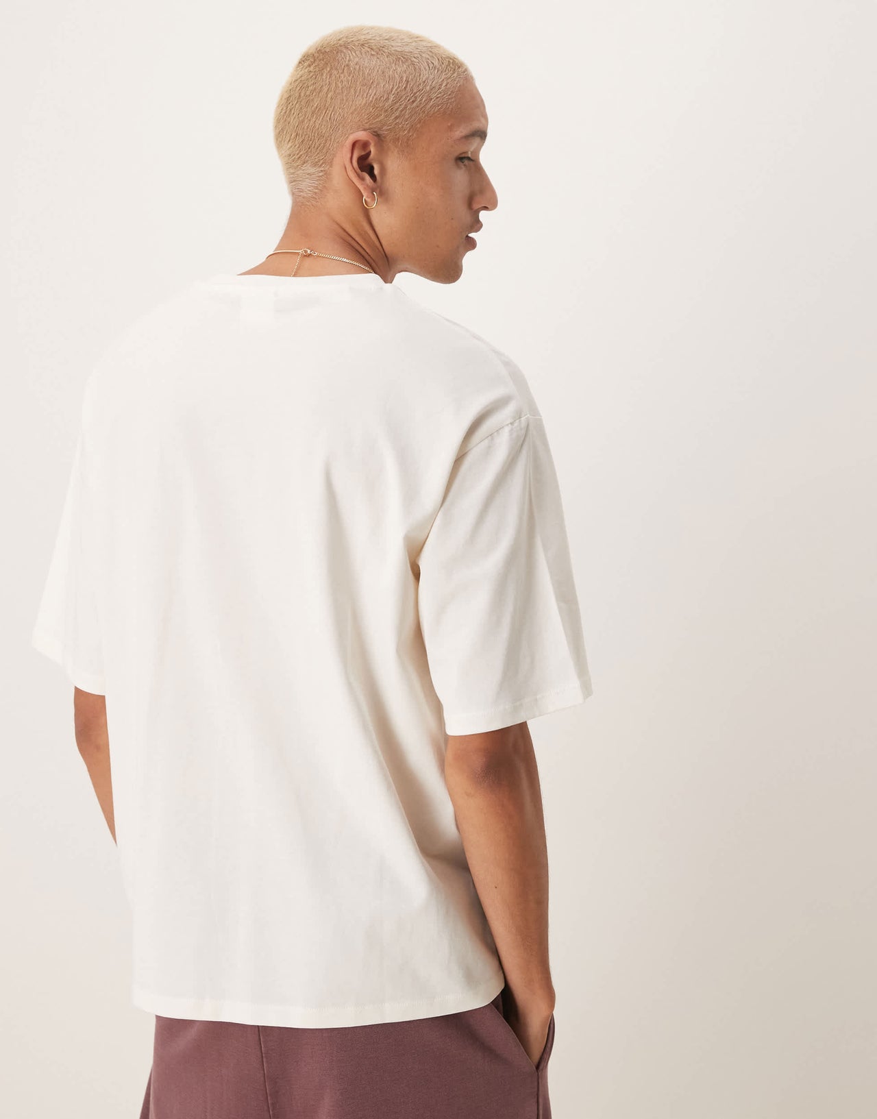 Selected oversized t-shirt with vase chest print in cream
