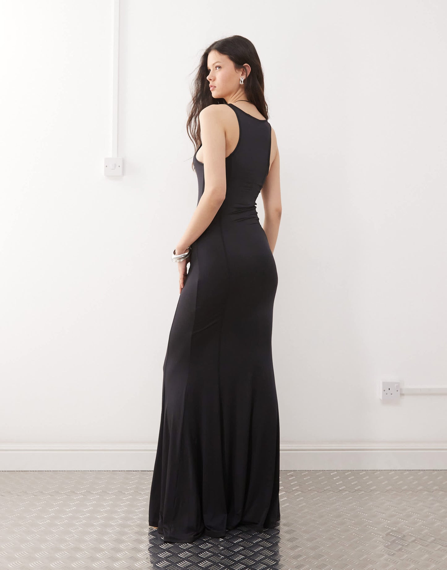 Weekday maxi dress with mermaid hem in black
