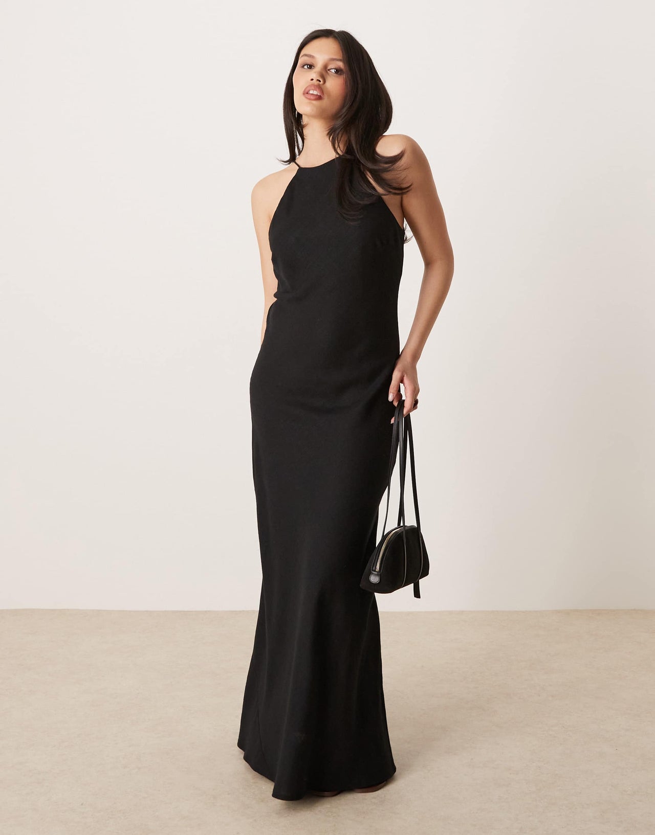 ASOS DESIGN linen racer maxi sundress in black