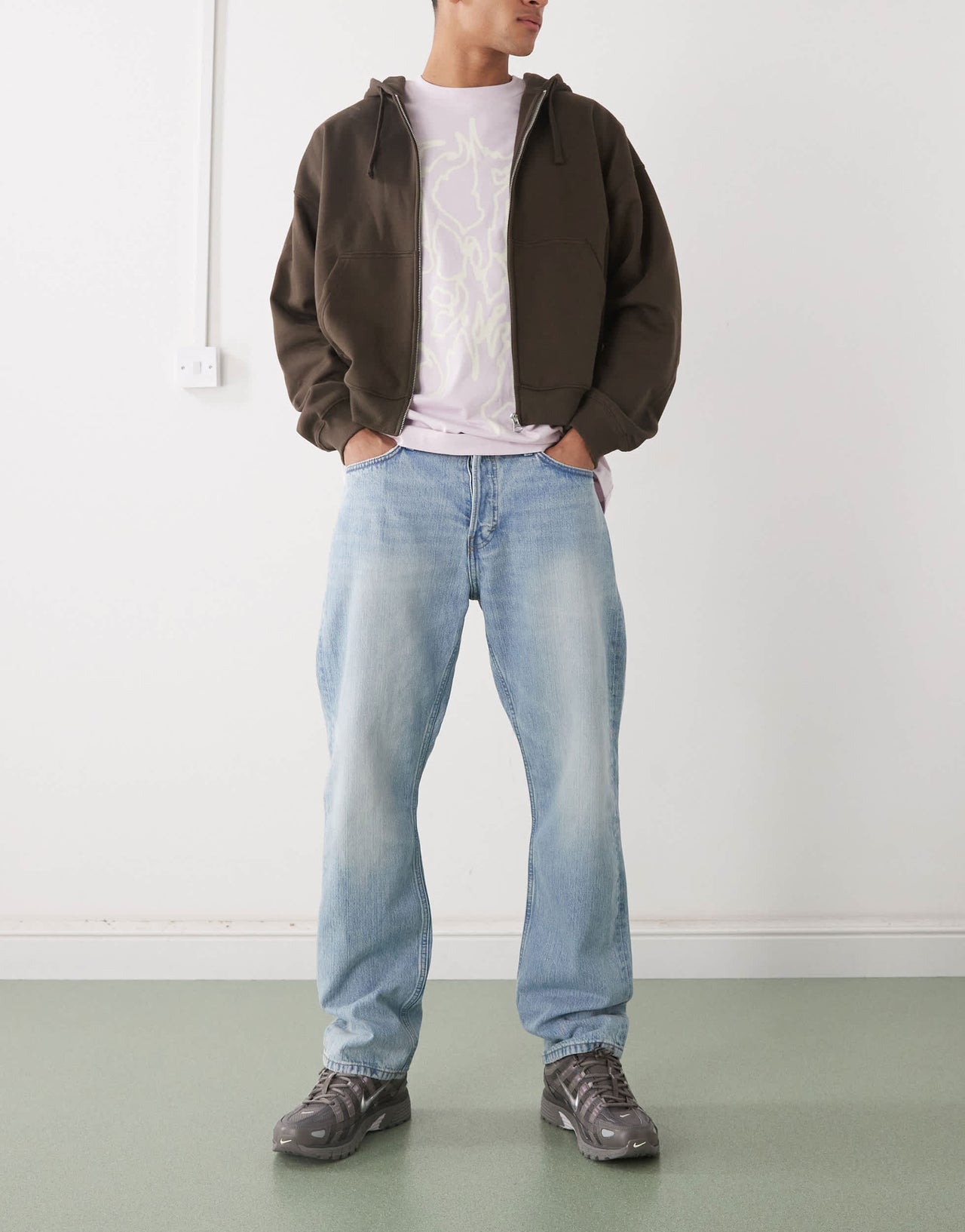Weekday Space relaxed fit straight leg jeans in light blue